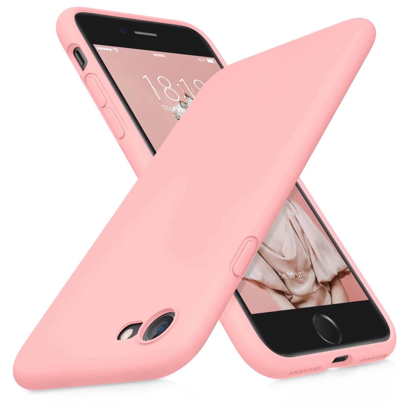 VIKESI Liquid Silicone Phone Case for iPhone SE 2022/2020, iPhone 8 & iPhone 7 (4.7 Inch) - Ultra Soft Protective Cover with Silky Touch for Women, Men & Teens - Crystal Pink | Perfect for Everyday Use, Work & Travel