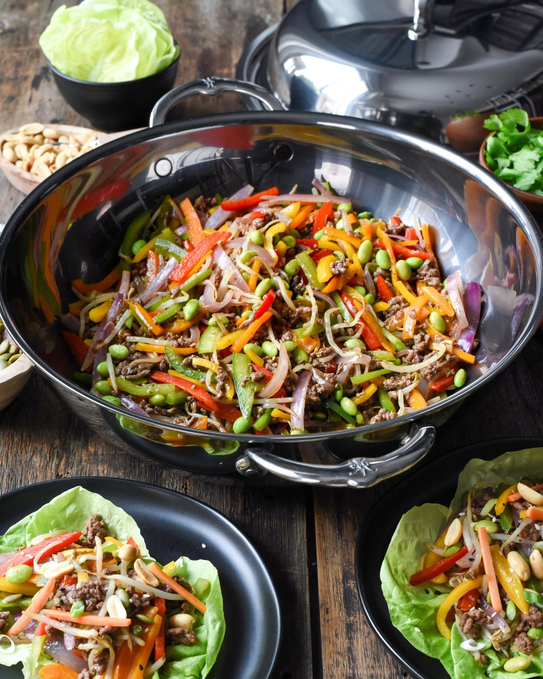 Hestan Nanobond Nonstick 14-Inch Covered Wok Pan - Professional Carbon Steel Stir Fry Pan with Lid - Perfect for Asian Cooking, Stir Frying, Sautéing & Deep Frying