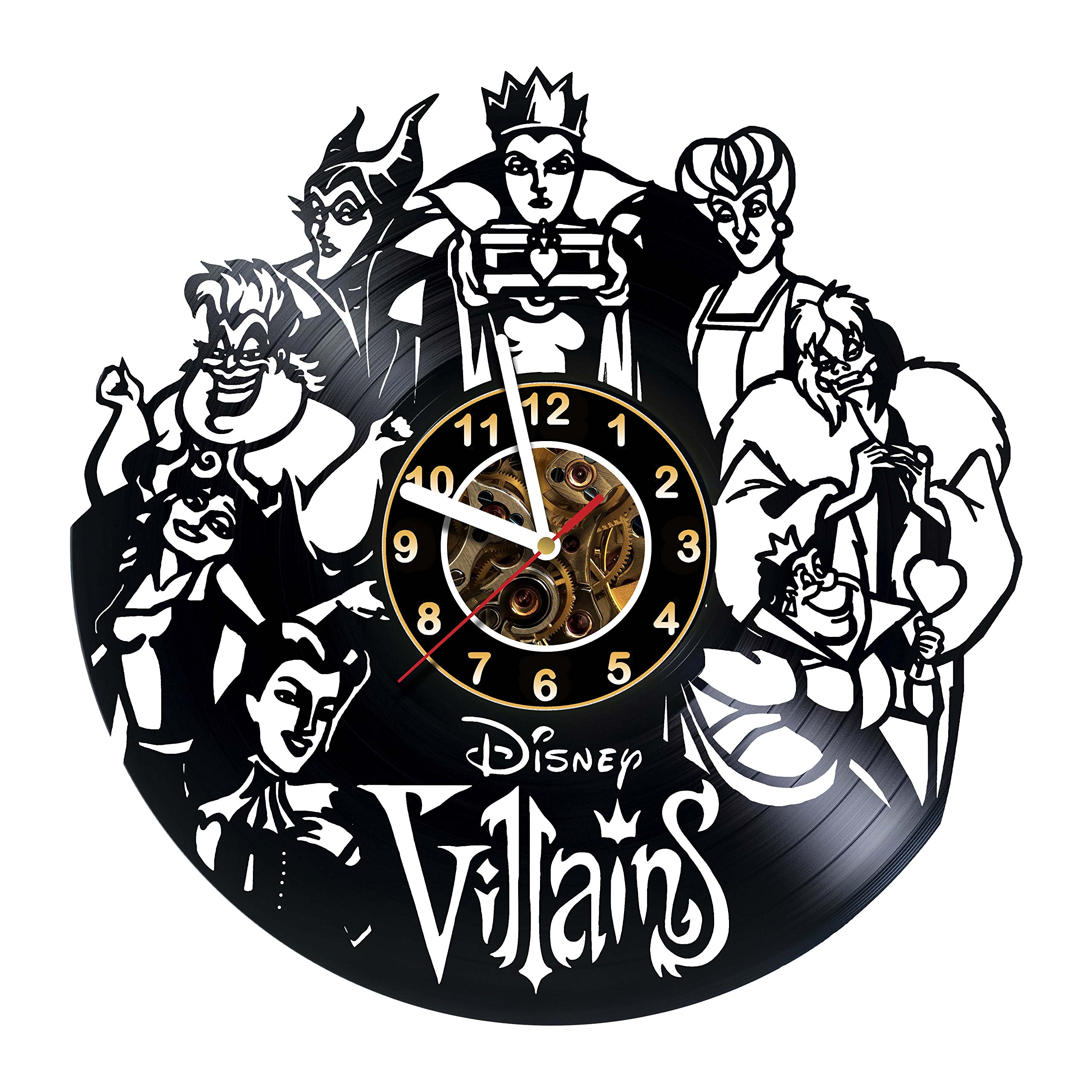 Villain Design Handmade Vinyl Record Wall Clock - Silent Non-Ticking Wall Art for Home Decor, Unique Gift for Boss, Dad, Mom, Boy or Girl | Perfect for Living Room, Bedroom, Office & Man Cave Decor