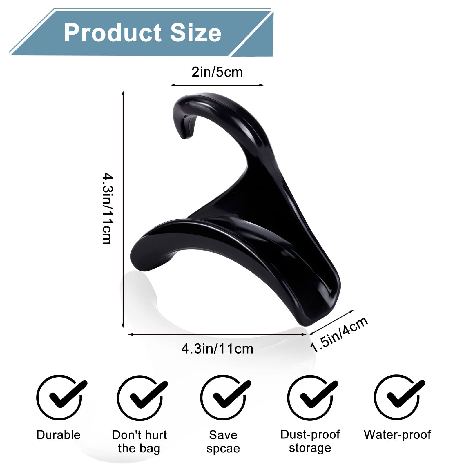 6-Pack Black Purse Hanger Hooks for Closet - Handbag Organizer & Storage Rack for Tote Bags, Backpacks, Satchels, Crossbody Bags, Scarves, Belts & Ties - Perfect for Bedroom, Closet & Entryway Organization