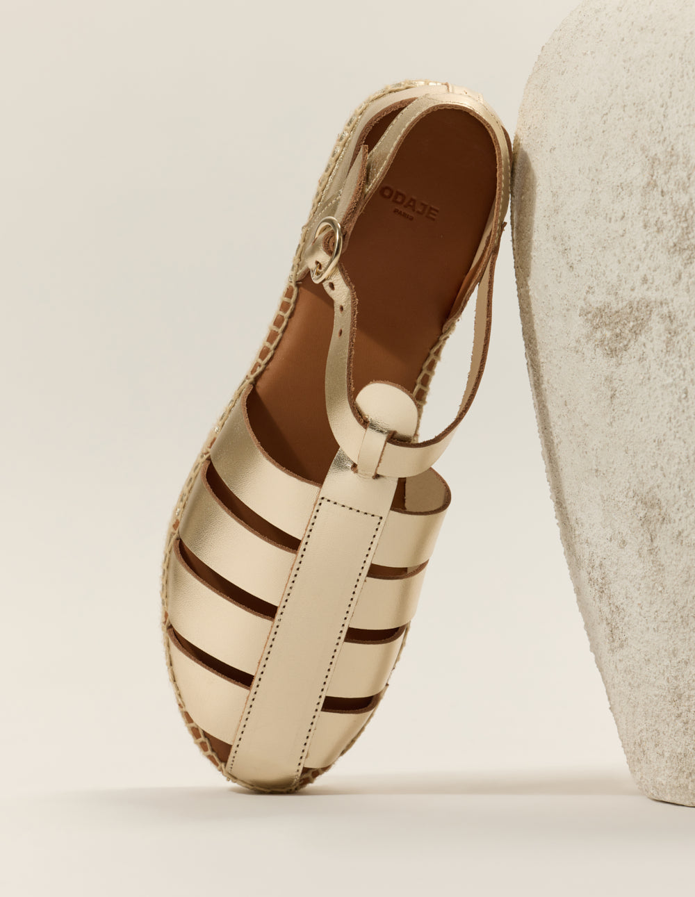 Women's Golden Leather Espadrilles Thais - Stylish Summer Sandals for Beach, Vacation & Casual Outings