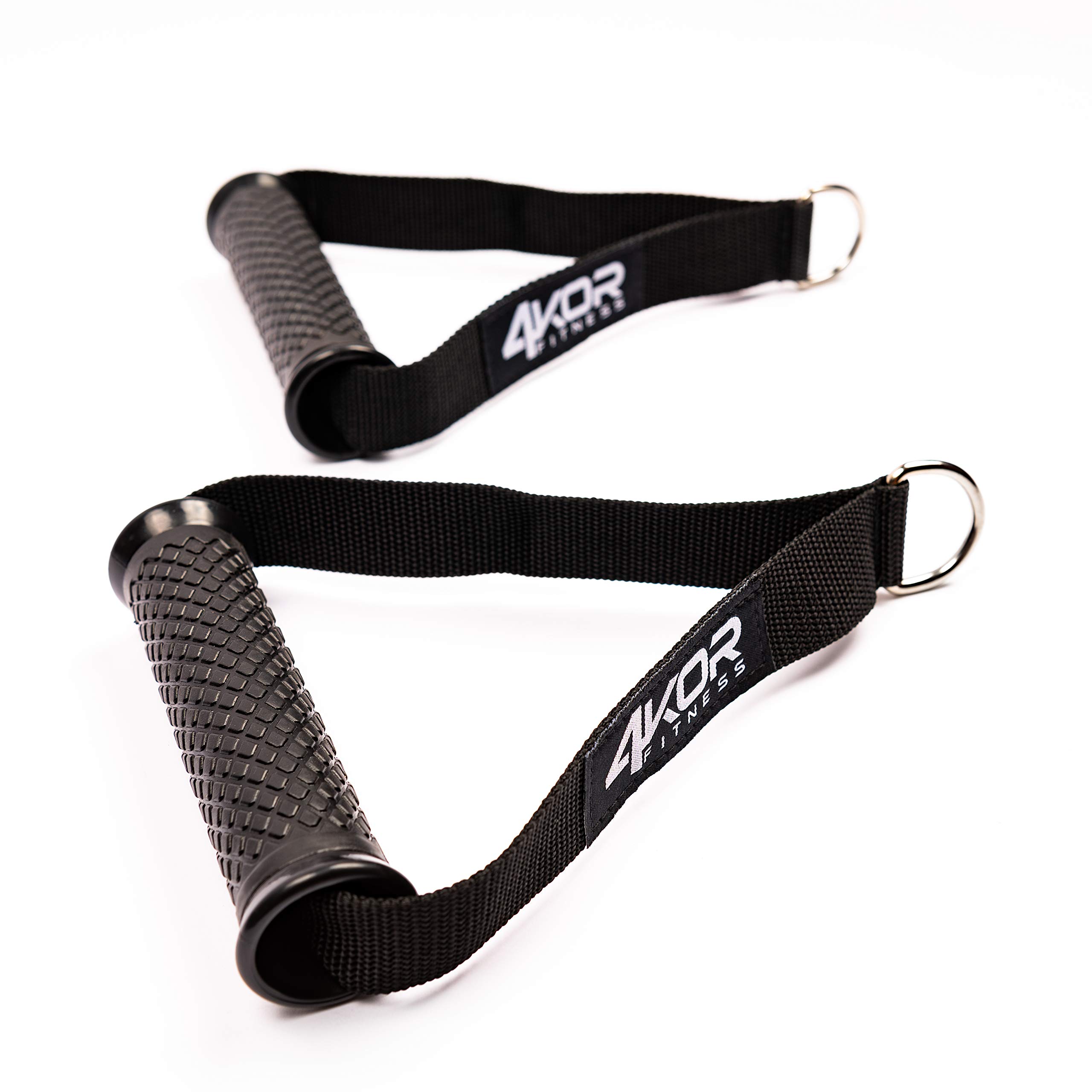 4KOR Fitness Heavy Duty Exercise Handles with Rubber Grip - Universal Cable Machine & Resistance Band Attachments for Strength Training (Set of 2) - Perfect for Home Gym, CrossFit, and Functional Workouts