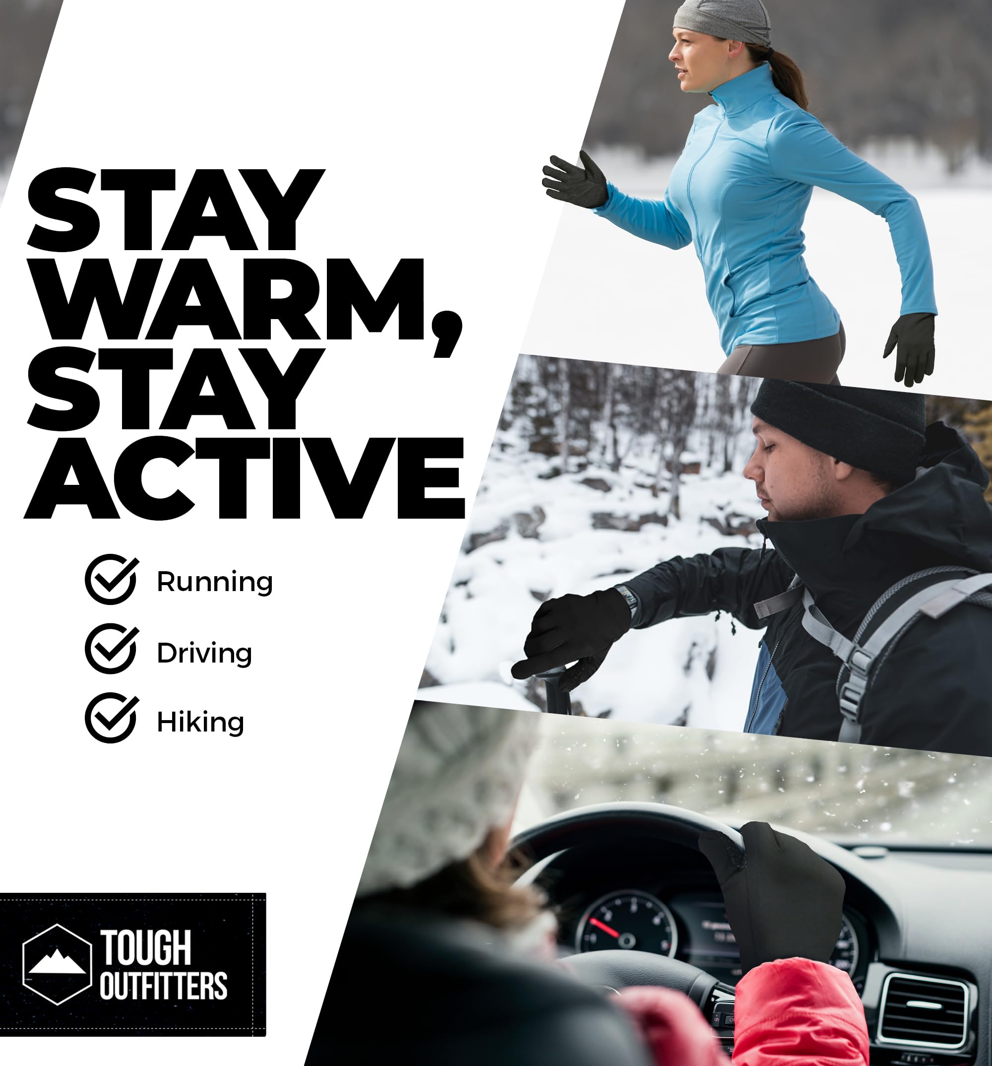Best Winter Running Gloves for Men & Women - Touchscreen Compatible, Lightweight Hiking Gloves - Perfect for Outdoor Activities, Jogging & Cold Weather Sports