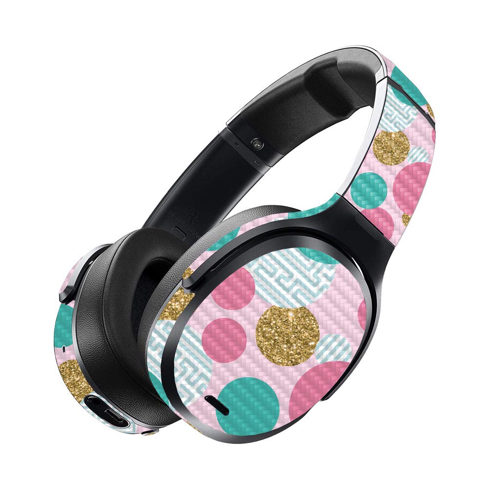 Premium Carbon Fiber Skin for Skullcandy Crusher ANC Headphones - Golden Bubbles Design | Protective & Durable Textured Cover | Easy Application & Removal | Made in USA | Perfect for Travel, Gym & Daily Use