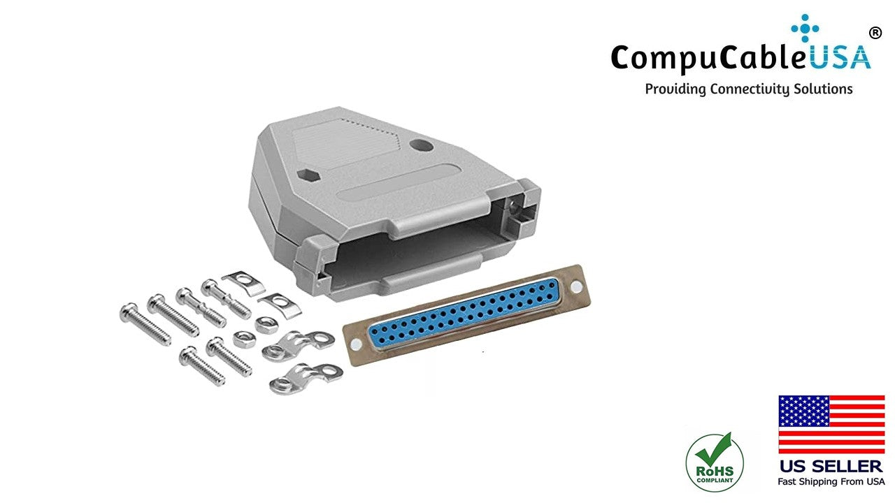 DB37 Female Solder Type Unshielded Plastic Hood Connector - High Quality Electrical Component for Automotive, Industrial & DIY Electronics Projects