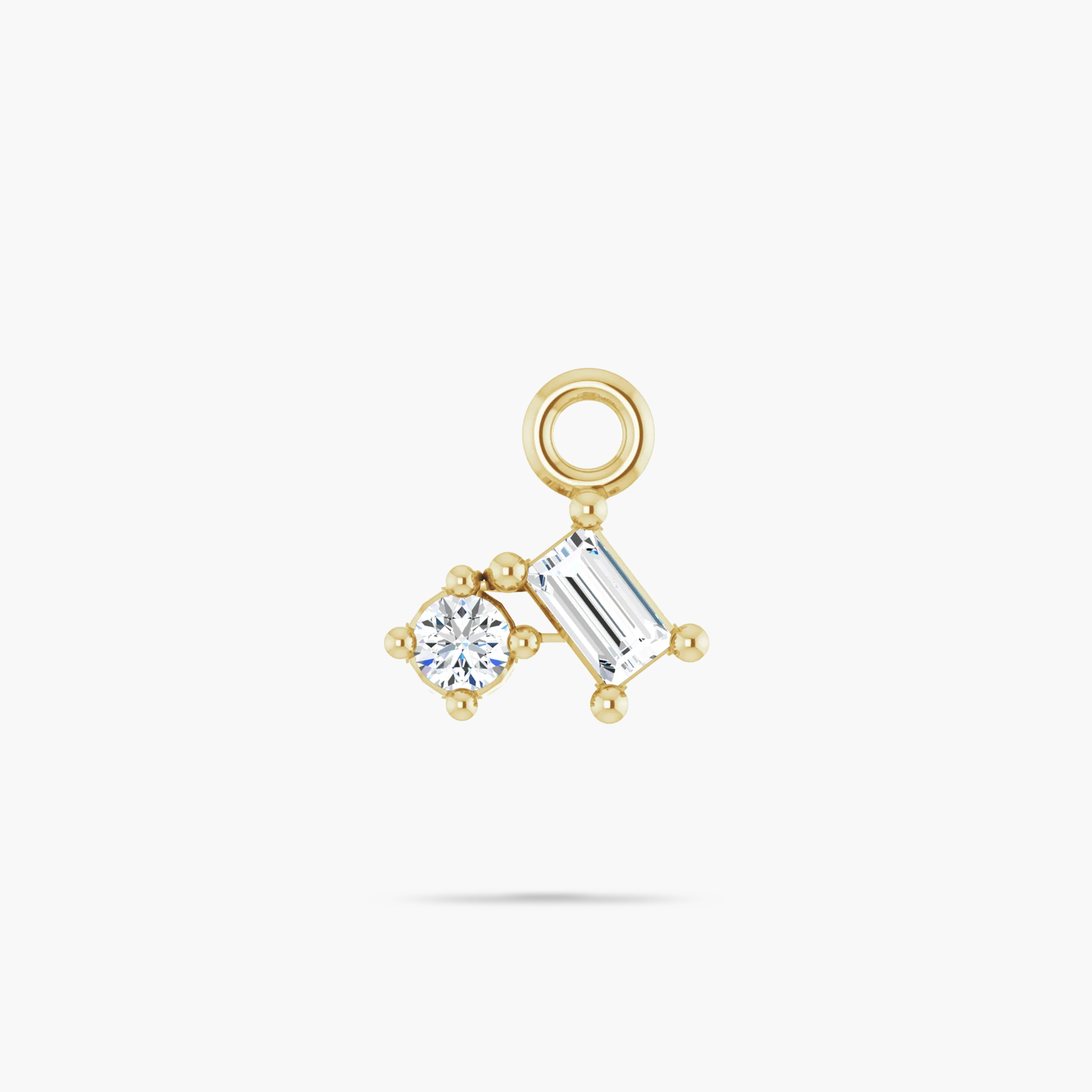 14K Yellow Gold Elegant Petite Natural Diamond Dangle Charm Pendant Necklace for Women - Perfect for Weddings, Anniversaries & Special Occasions