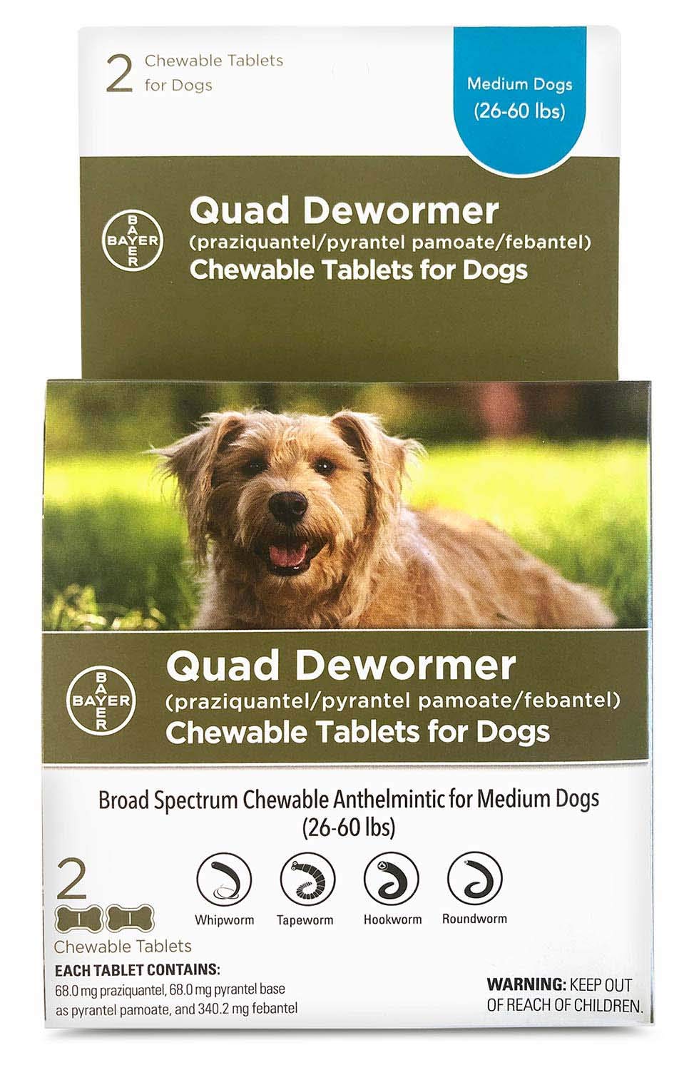 Best Dog Dewormer for All Breeds - Safe & Effective Quad Parasite Treatment for Puppies & Adult Dogs - Home & Vet-Recommended Use for Intestinal Worms