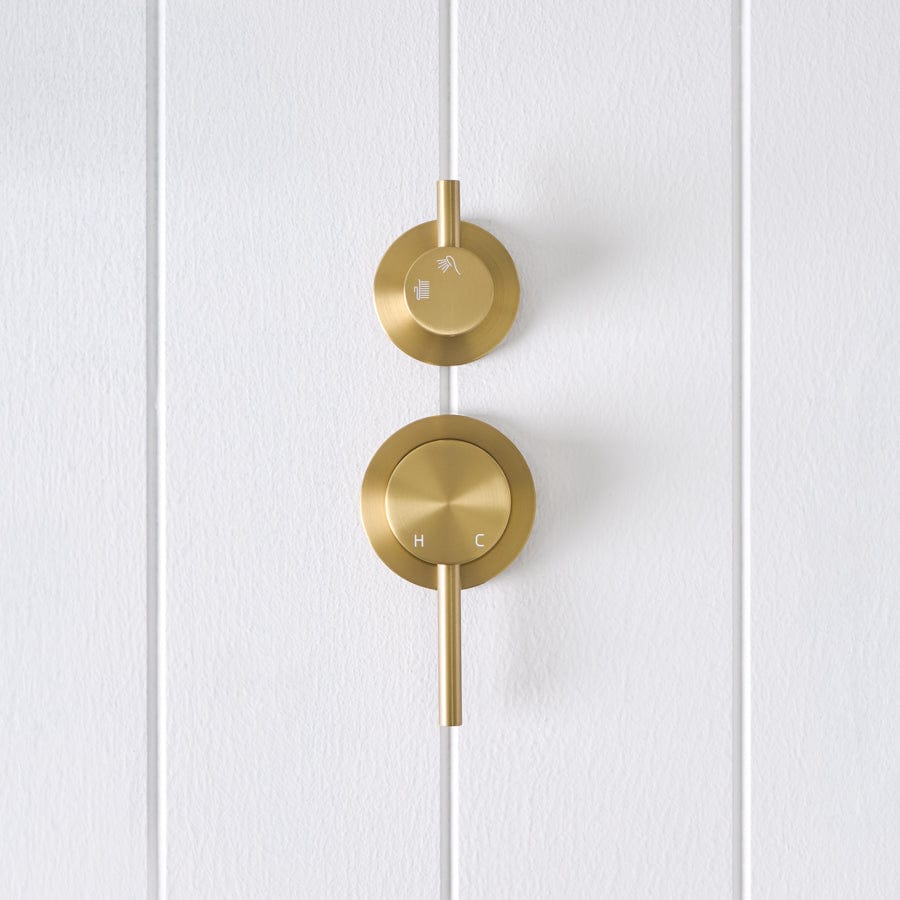 Sydney Shower Diverter and Mixer in Brushed Brass Finish - Perfect for Bathroom Renovation and Modern Home Decor