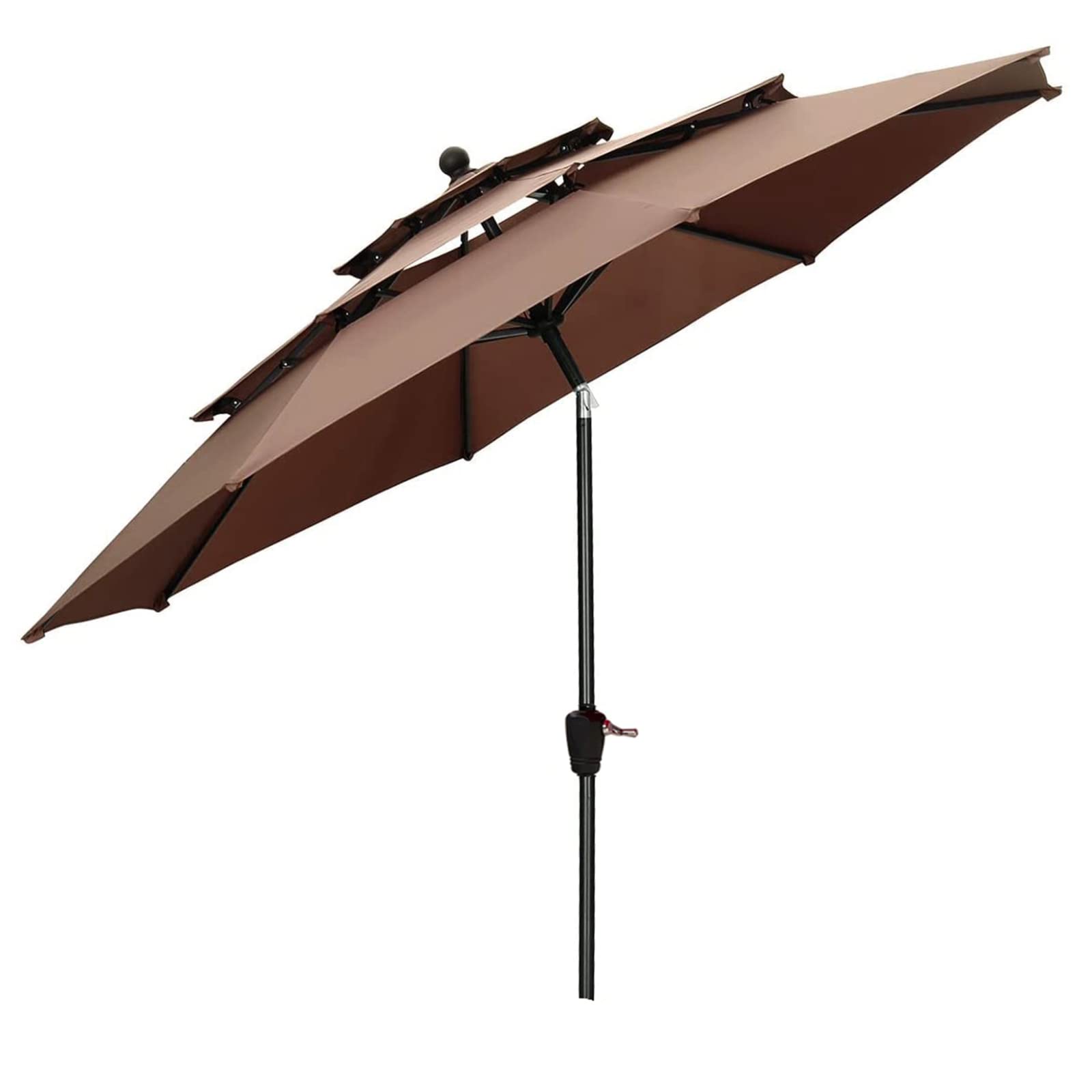 9Ft 3-Tier Outdoor Patio Umbrella with Crank & Tilt - Heavy Duty Market Table Sunshade with Wind Vents for Garden, Deck, Backyard, Pool - Perfect for Outdoor Dining, Lounging & Swimming Pool Shade