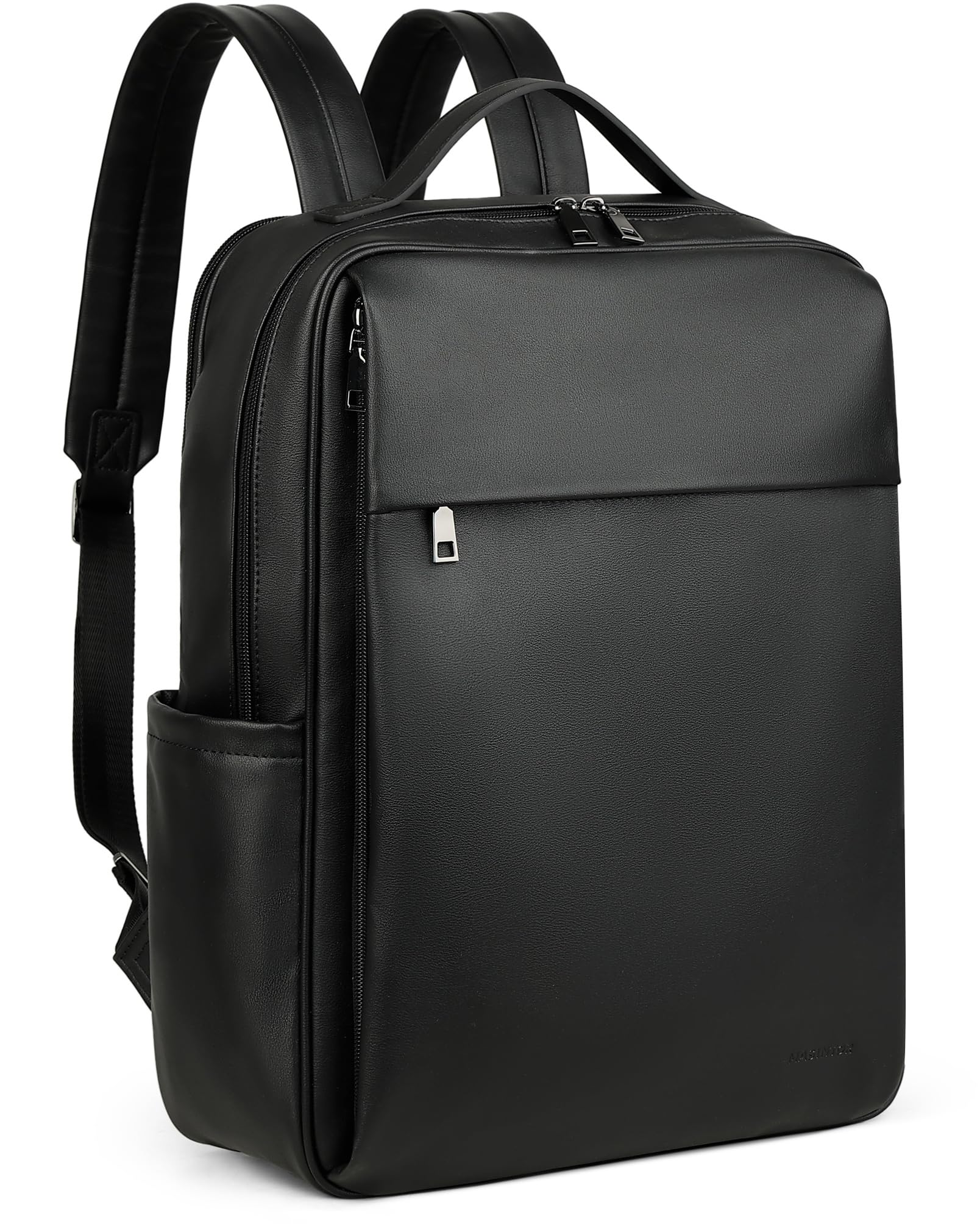 MASINTOR 15.6 Inch Women's PU Leather Laptop Backpack - Large College School Bag, Travel Backpack for Work & Commuting - Stylish Black Casual Purse for Daily Use, Business Trips & Campus Life