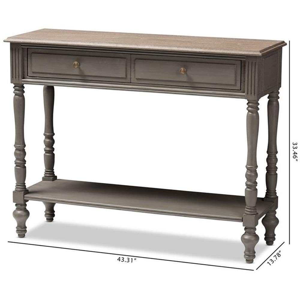 Baxton Studio Noemie 2-Drawer Brown Console Table - Entryway Sofa Table, Hallway Furniture, Living Room Storage Solution