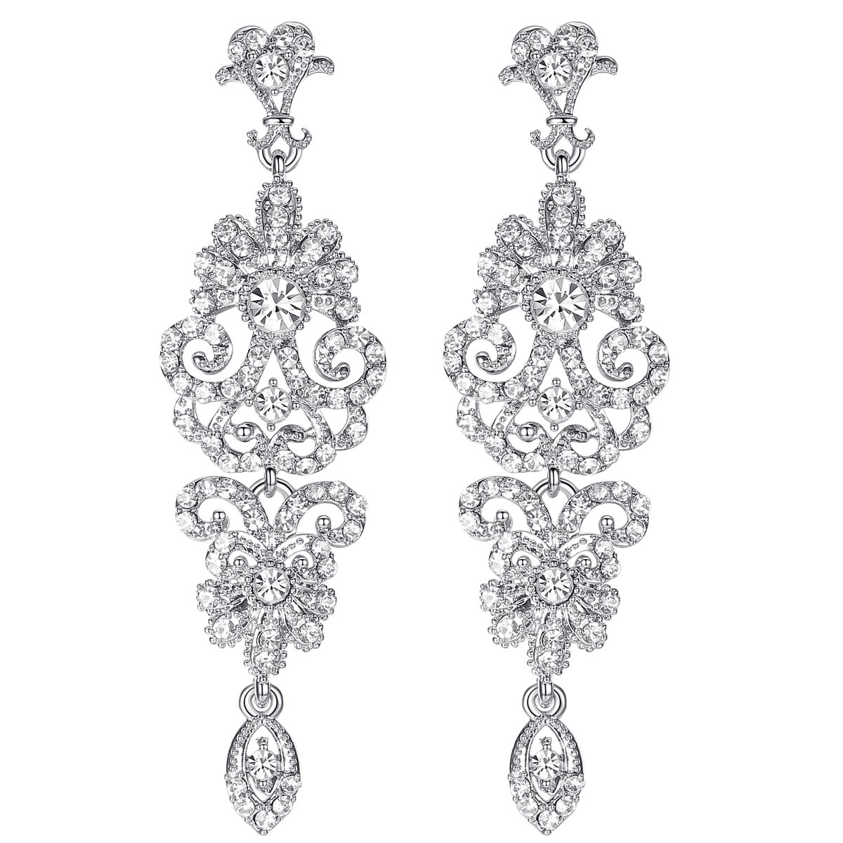 Mecresh Gold & Silver Rhinestone Chandelier Wedding Earrings – Elegant Bridal Dangle Earrings for Bride, Bridesmaid, Prom, Party & Special Occasions