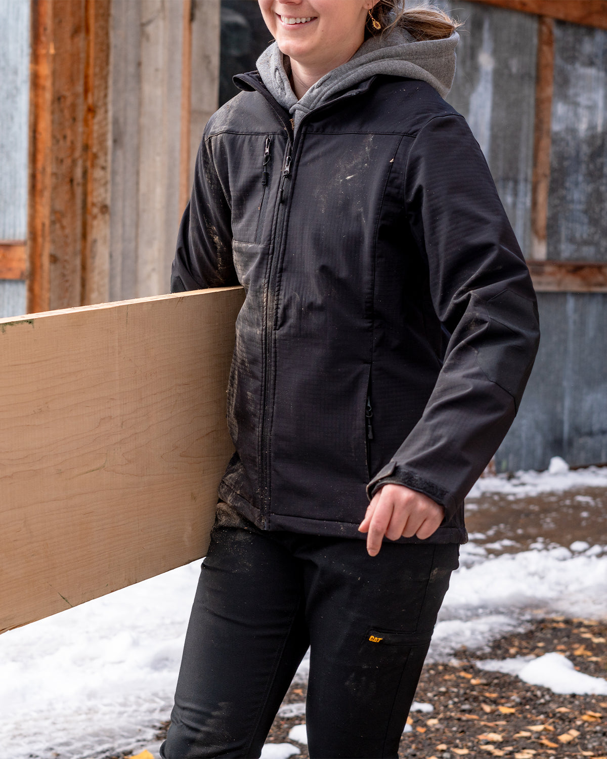 Women's Grid Fleece Softshell Work Jacket - Lightweight, Water-Resistant & Warm - Perfect for Outdoor Work, Hiking & Winter Activities