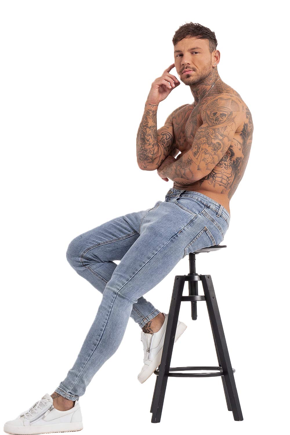 GINGTTO Men's Ripped Stretch Skinny Jeans - Slim Fit Tapered Denim Pants for Men | Casual Streetwear, Night Out, Date Night Outfits