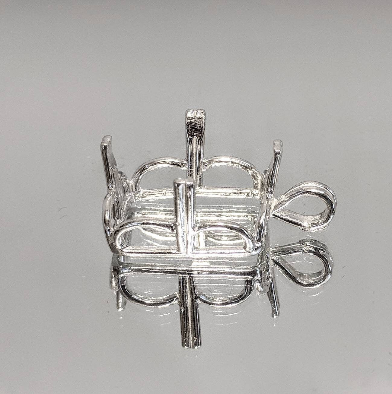 10x8mm & 20x15mm Emerald Cut Pendant Setting - Solid Sterling Silver or 14K Gold (Yellow/White) - Handcrafted in USA - Perfect for Engagement Rings, Anniversary Gifts & Jewelry Making