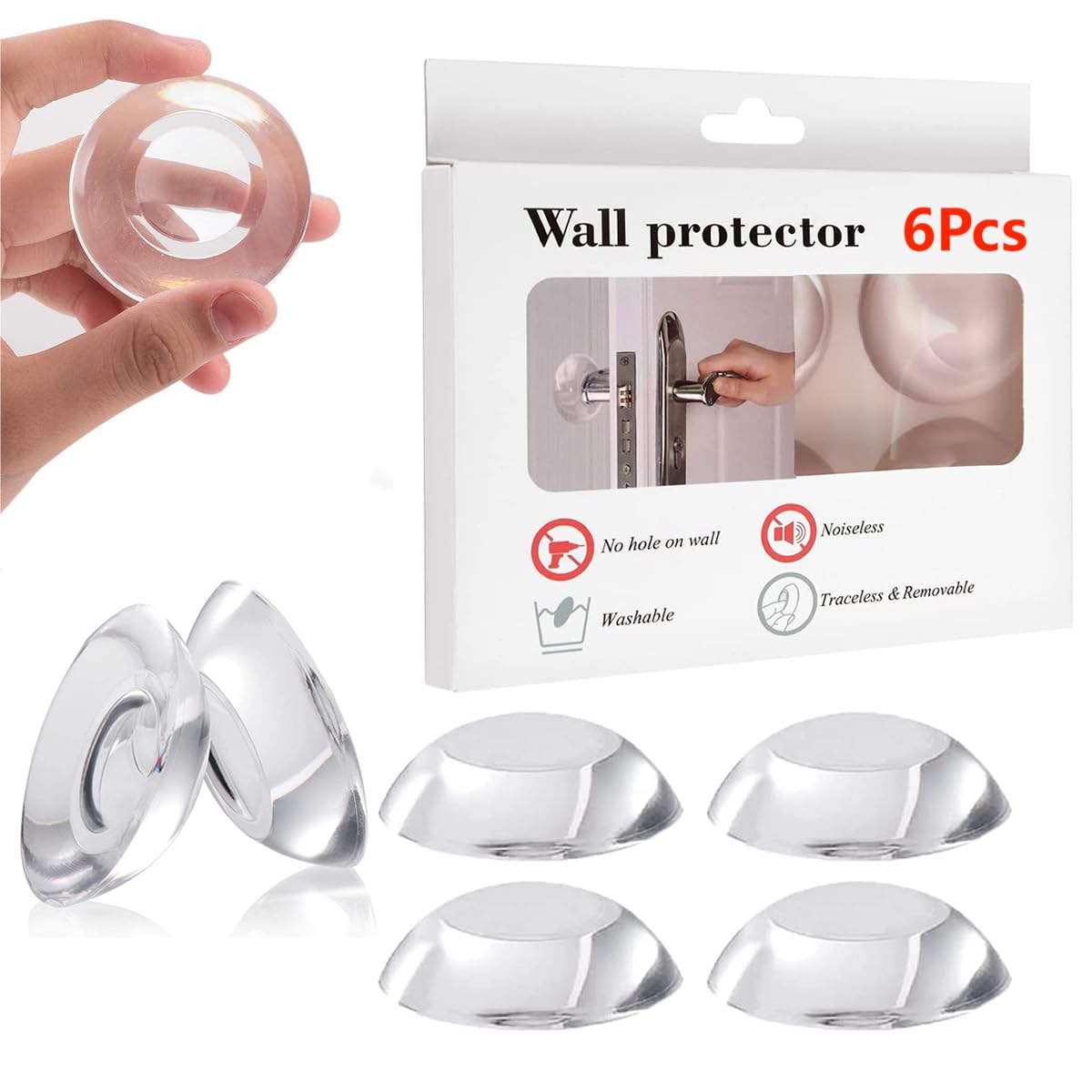 Aston Andia Adhesive Door Stoppers - Reusable Wall Protector Bumper with Shock Absorption for Home & Office (Prevents Door Damage, Protects Walls & Furniture)