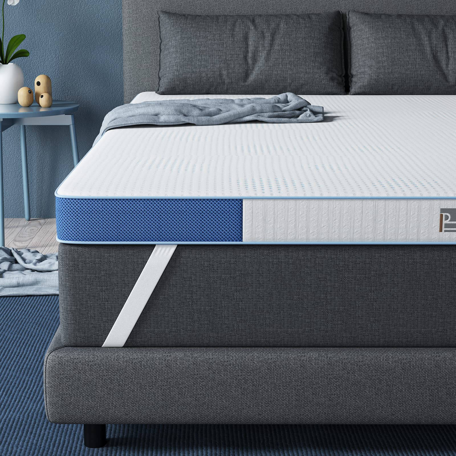 BedStory 3 Inch Firm King Memory Foam Mattress Topper - Gel-Infused Cooling Mattress Pad with Breathable Ventilated Design, Washable & Double-Sided for Enhanced Comfort - Perfect for Hot Sleepers, Guest Beds & Home Comfort Upgrade