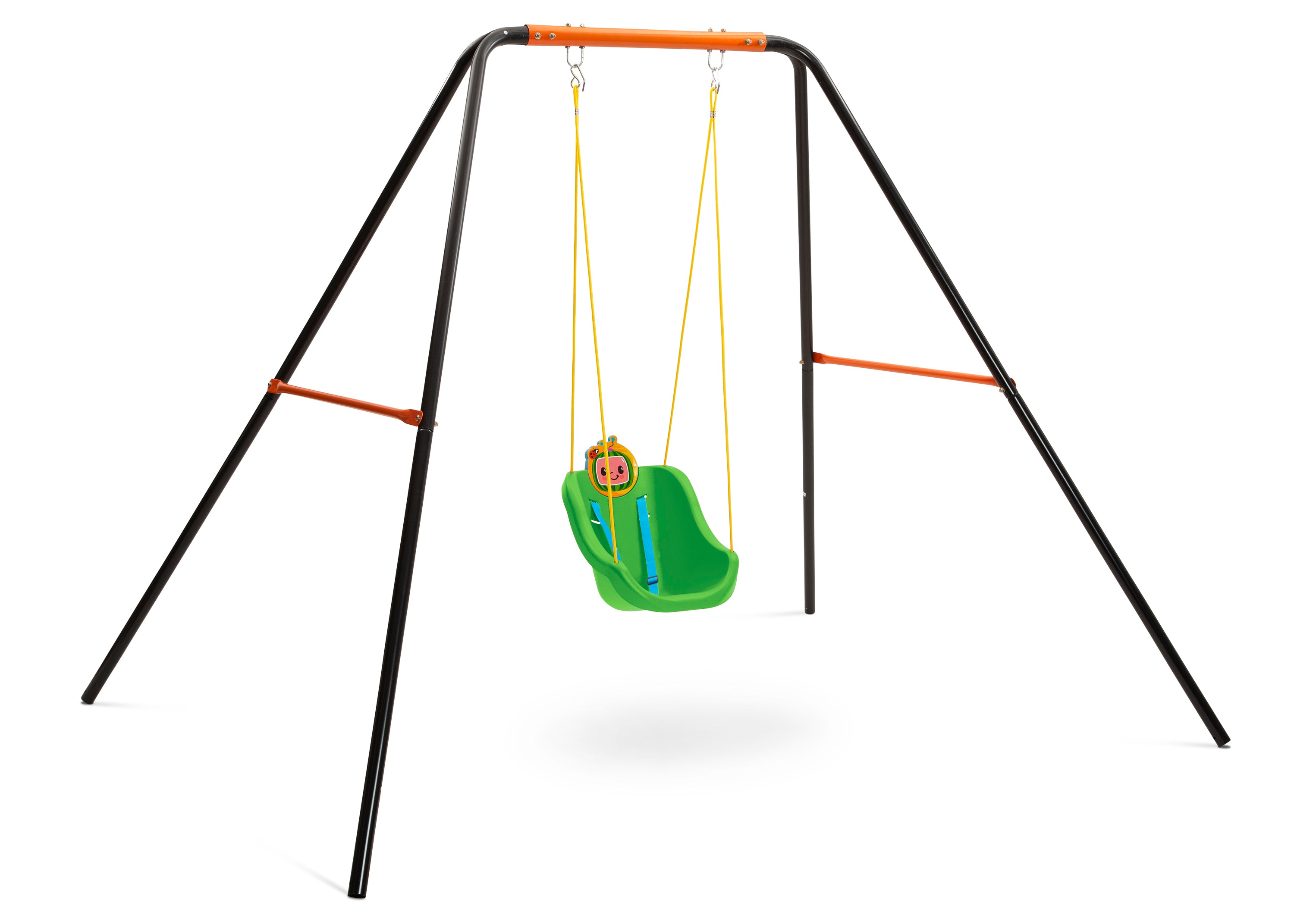 Cocomelon 2-in-1 Outdoor Kids Swing Set with Adjustable Seat - Perfect for Backyard Playground, Park, and Garden Fun