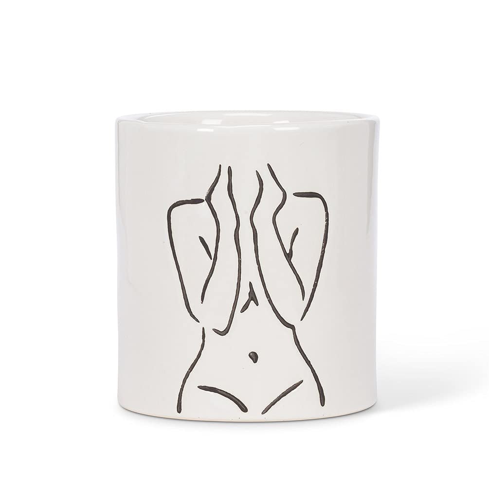 Abbott Collection Home Line Drawing Planter - Modern Ceramic Flower Pot for Indoor Plants, Succulents & Home Decor | Perfect for Living Room, Bedroom & Office Decor