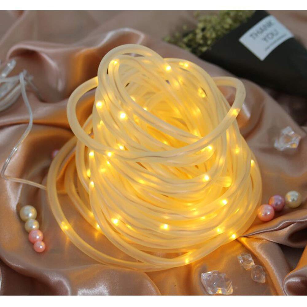 XUNATA 23FT Solar Rope Lights with 50 LED, 8 Lighting Modes, Waterproof Copper Wire - Outdoor Solar String Lights for Garden, Patio, Yard, Deck, Parties (Warm White) | Perfect for Wedding, Christmas, Halloween Decorations & Backyard Lighting