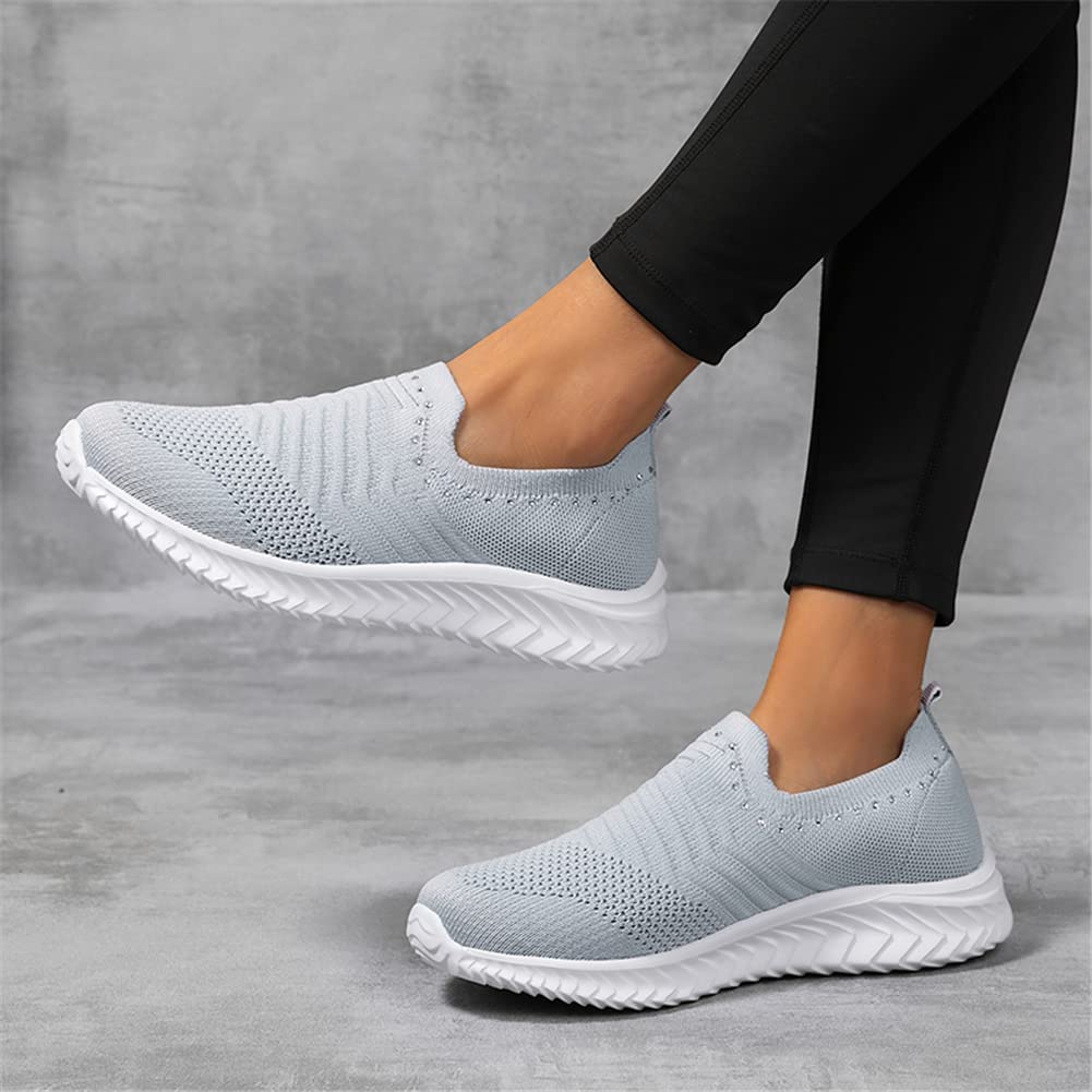 GOSPT Women's Slip-On Sock Sneakers with Glitter Rhinestones - Comfortable Mesh Jazz Dance Shoes for Latin, Ballroom & Practice | Perfect for Dance Classes, Performances & Casual Wear