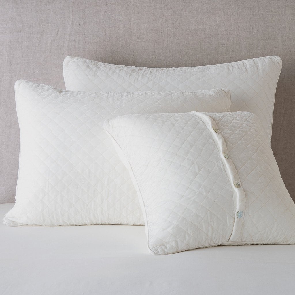 Luxury Silk Velvet Quilted Pillow Sham - Soft Bedding Cover for Queen/King Size - Perfect for Master Bedroom, Guest Room & Home Decor