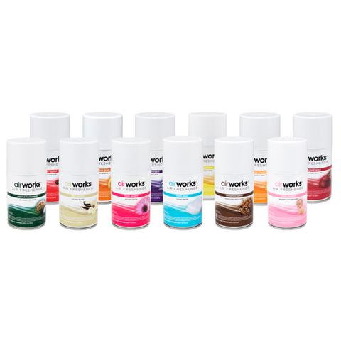 Airworks Metered Aerosol Air Fresheners - 12 Pack Case | Long-Lasting Fragrance for Home, Office & Car | Eliminates Odors Instantly