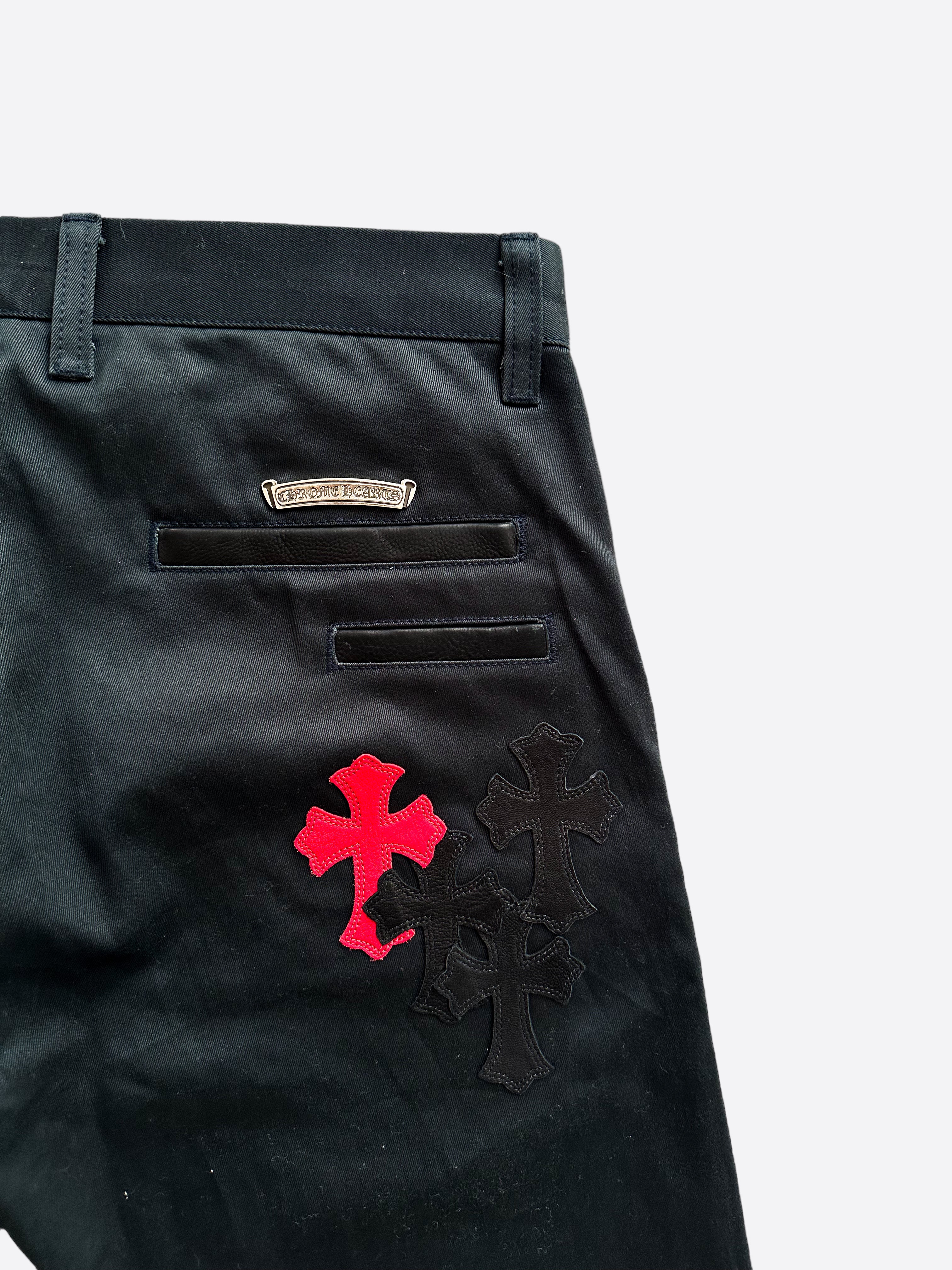 Chrome Hearts Dark Navy Multicolor Cross Patch Chino Pants for Men | Stylish Casual & Streetwear Fashion | Perfect for Daily Wear, Parties & Urban Outfits