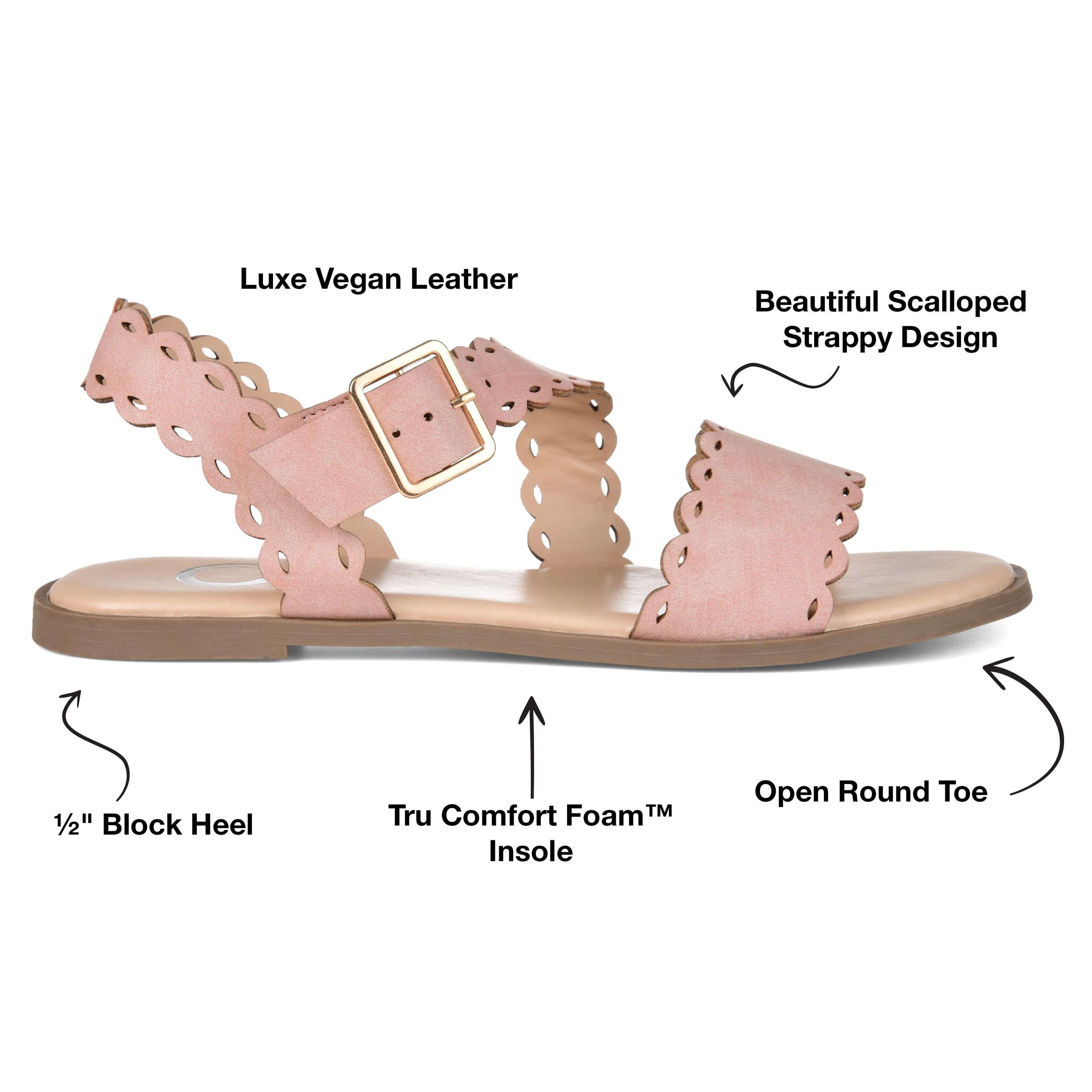 Journee Collection Women's Comfortable Flat Sandals - Breathable Summer Casual Shoes for Beach, Walking & Outdoor Activities