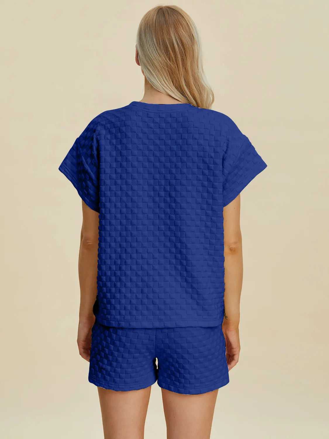 Double Take Full Size Texture T-Shirt and Shorts Set for Men - Comfortable Cotton Outfit for Casual Wear, Gym, and Lounge