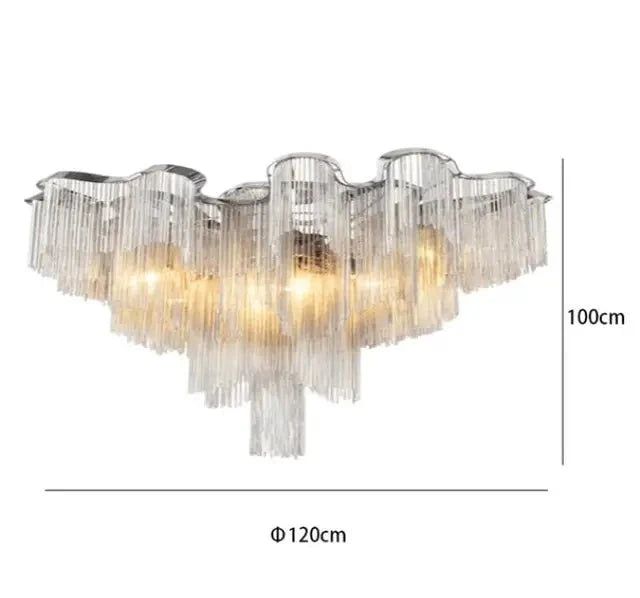 Elegant Aluminum Fringed Chandelier - Modern & Timeless Ceiling Light Fixture for Dining Room, Bedroom, or Living Room Decor