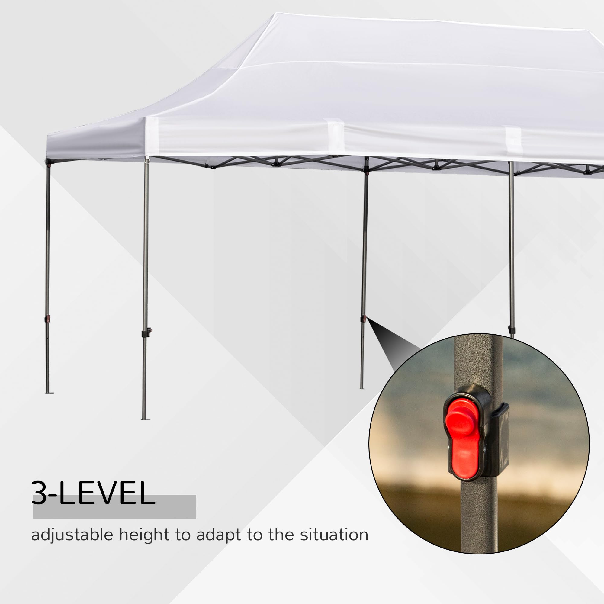Outsunny 10' x 20' Pop Up Canopy Tent with Removable Sidewalls & Doors - Instant Shelter for Outdoor Parties, Events, Camping - Includes Wheeled Carry Bag & Height Adjustable Frame - Perfect for Backyard, Garden, Patio, Beach & Tailgating - White