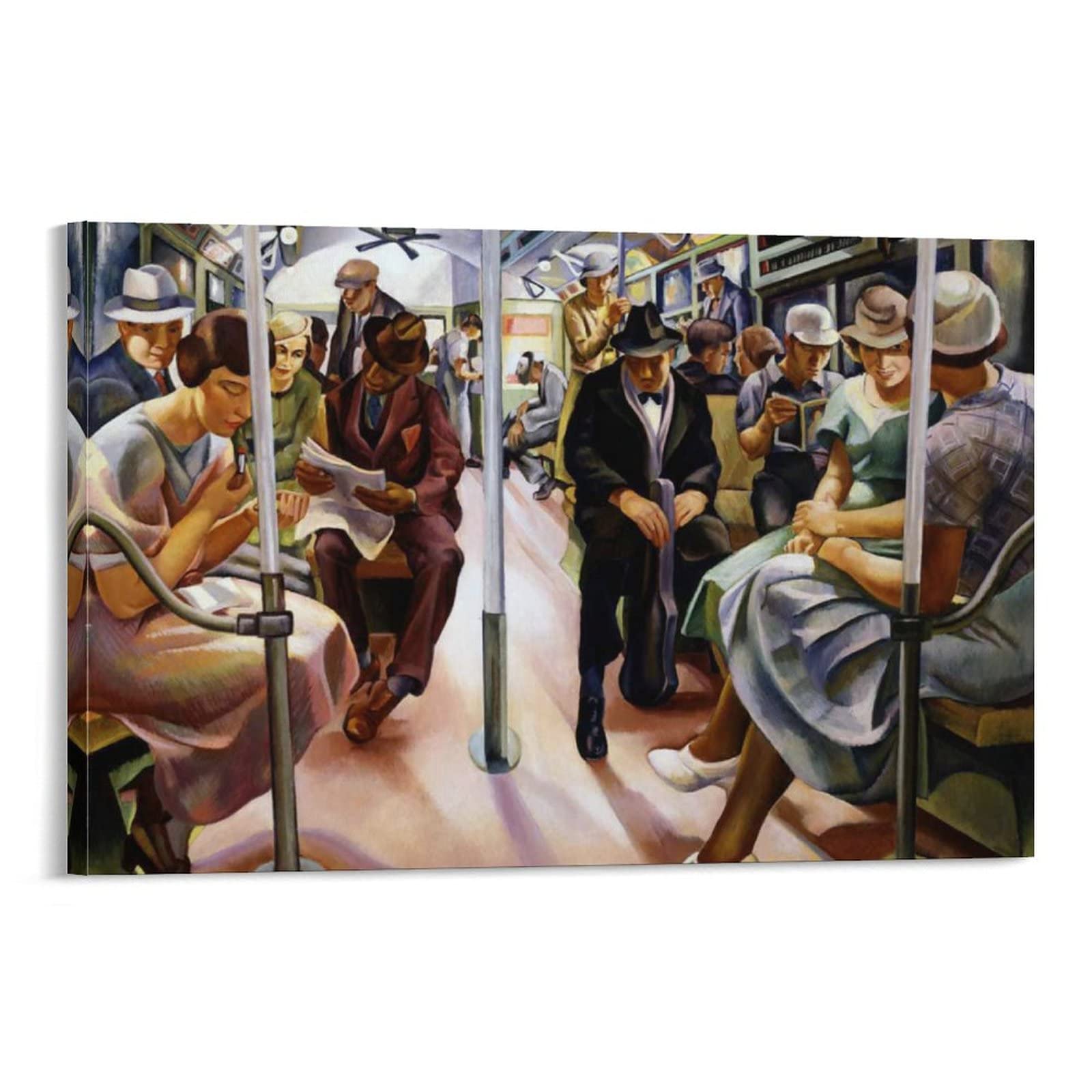 24x36 Inch Poster Frame - Vintage Subway Art Illustration Wall Decor for Room Aesthetic, 90s Style Canvas Wall Art (60x90cm) - Perfect for Living Room, Bedroom, Office & Gift Giving
