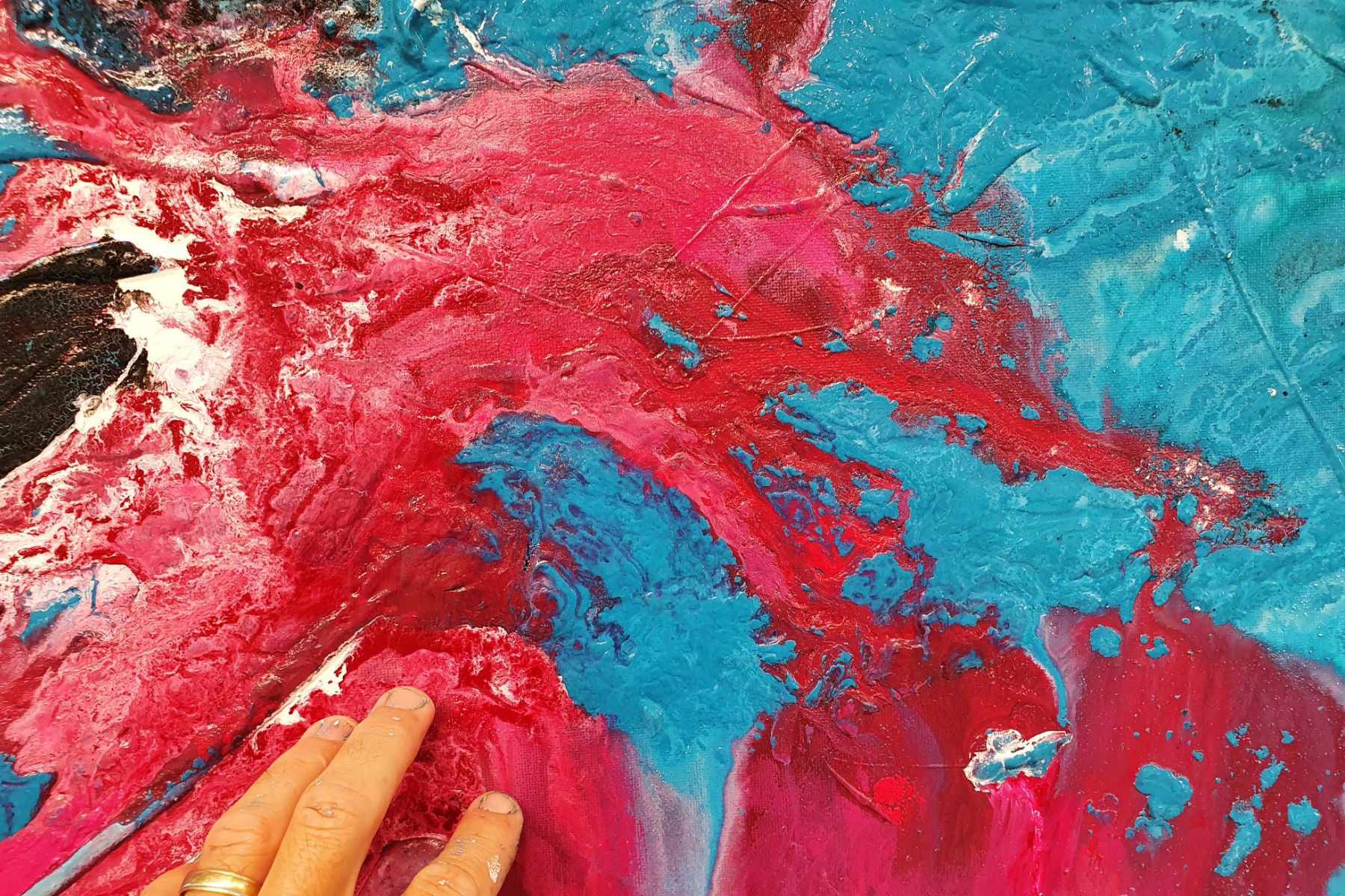 Midnight Magenta Abstract Textured Painting - 63