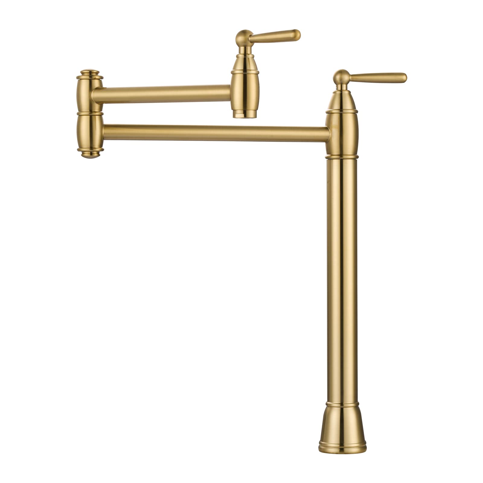 ARCORA Brushed Gold Pot Filler Faucet - Solid Brass Deck Mount Stove Faucet with Stretchable Double Joint Swing Arms | Perfect for Kitchen, Outdoor BBQ & RV Cooking