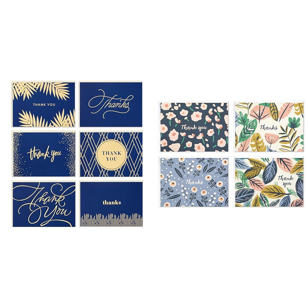 Hallmark Thank You Cards Assortment - 50-Pack Blank Inside Greeting Cards for All Occasions | Perfect for Weddings, Birthdays, Graduations & Appreciation Gifts