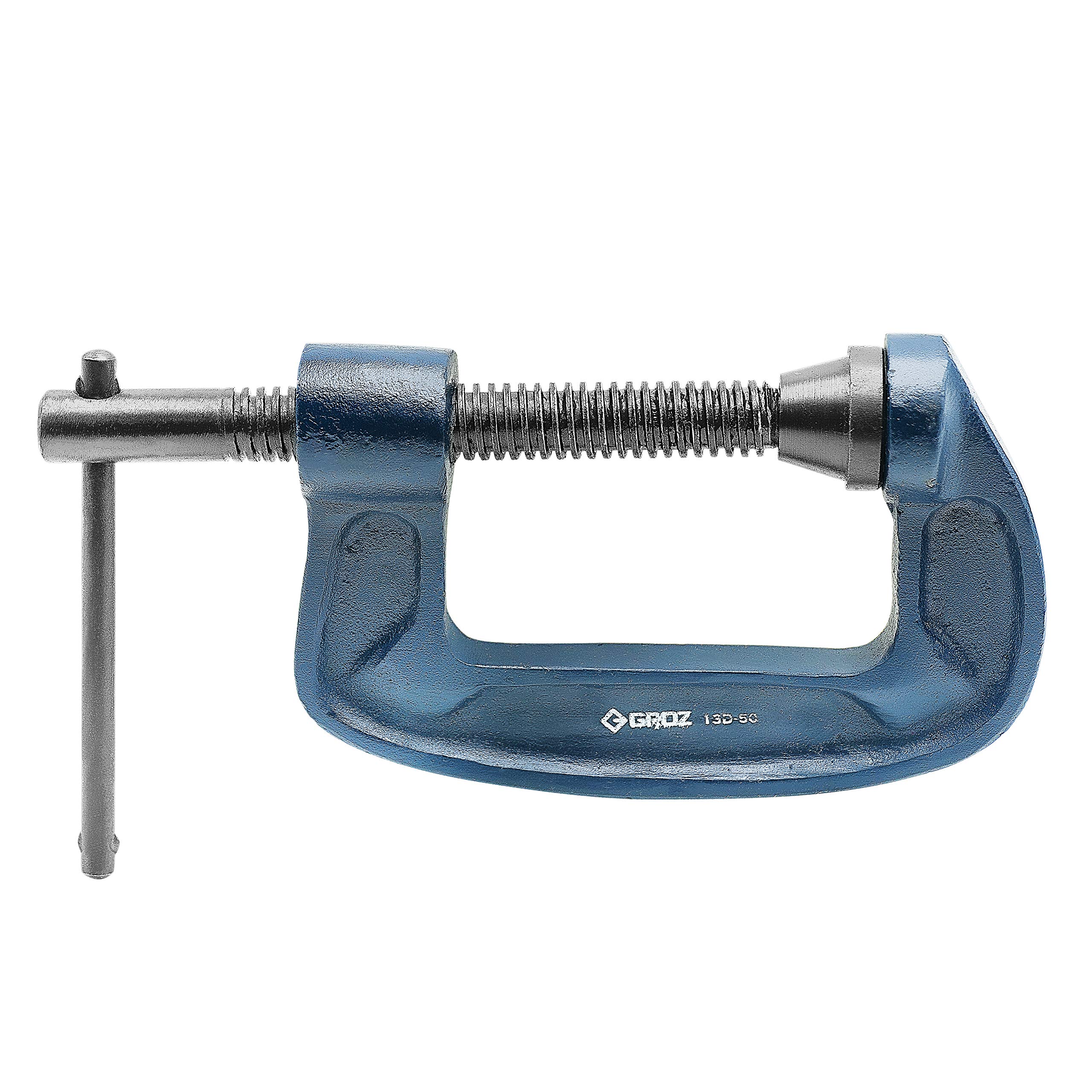 Groz 35807 2 Inch Heavy Duty Ductile Iron C-Clamp - Perfect for Woodworking, Metalworking, and DIY Projects