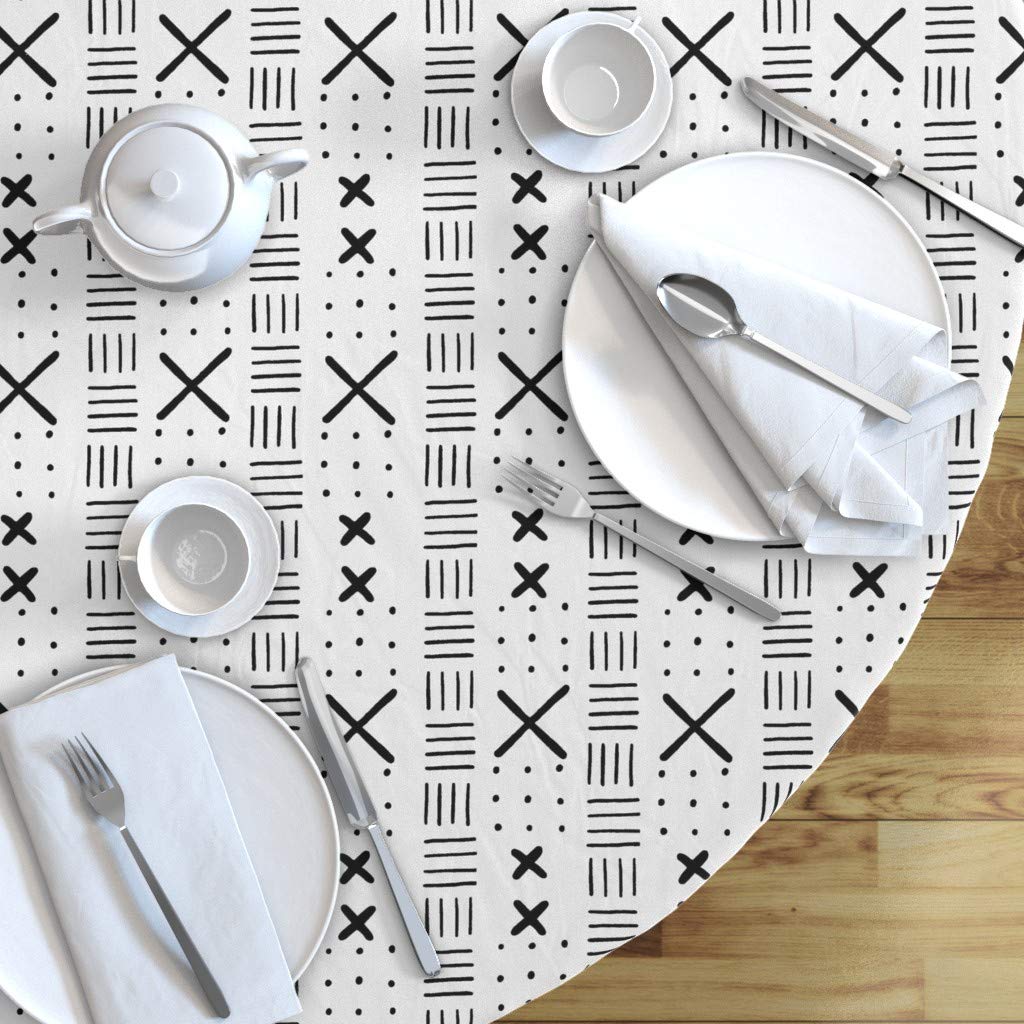 Custom Geometric Mudcloth Print Cotton Sateen Tablecloth 70