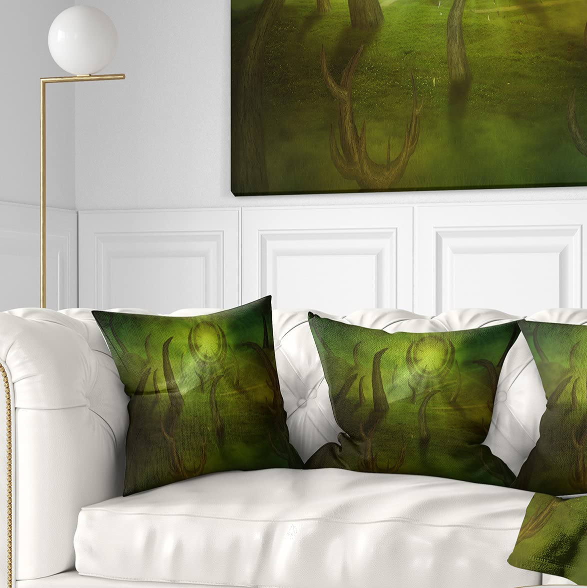 DesignQ CU8041 Soft Comfortable Pillow Cushion - 18x18 Inch Square Decorative Throw Pillow Cover - Green Home Decor for Living Room, Bedroom, Sofa & Office