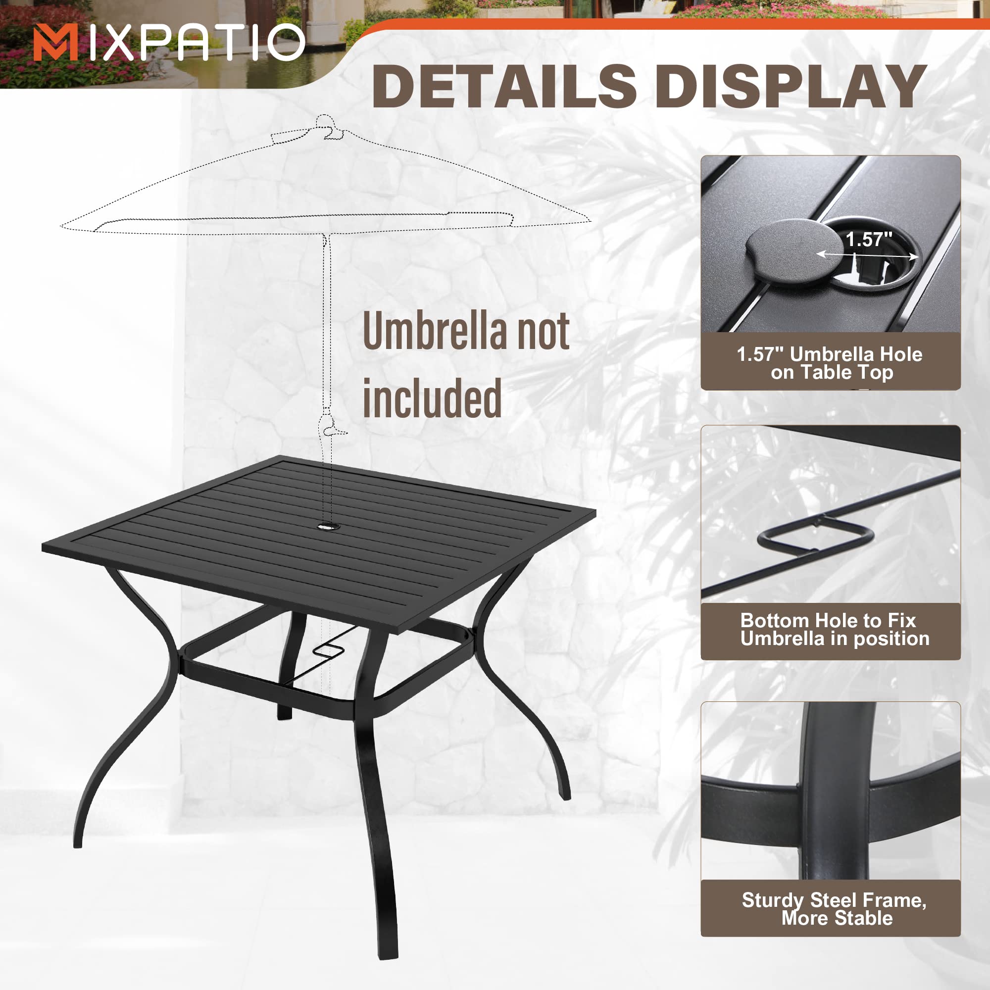 5-Piece Outdoor Patio Dining Set with 4 Rattan Swivel Chairs & 37