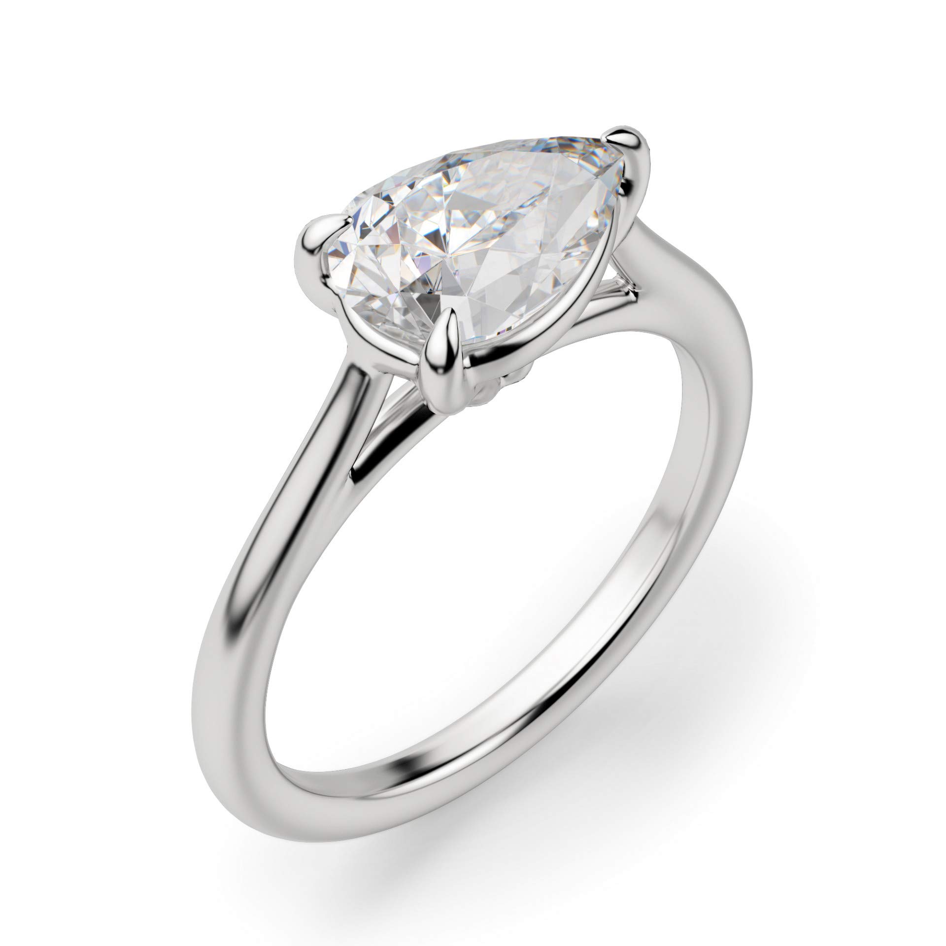 East West Classic Trellis Ring - 2.02CT Pear Cut VVS1 Colorless Moissanite Diamond in 925 Sterling Silver | Promise Ring, Engagement Ring, Wedding Gift for Her | Perfect for Anniversaries, Proposals & Special Occasions
