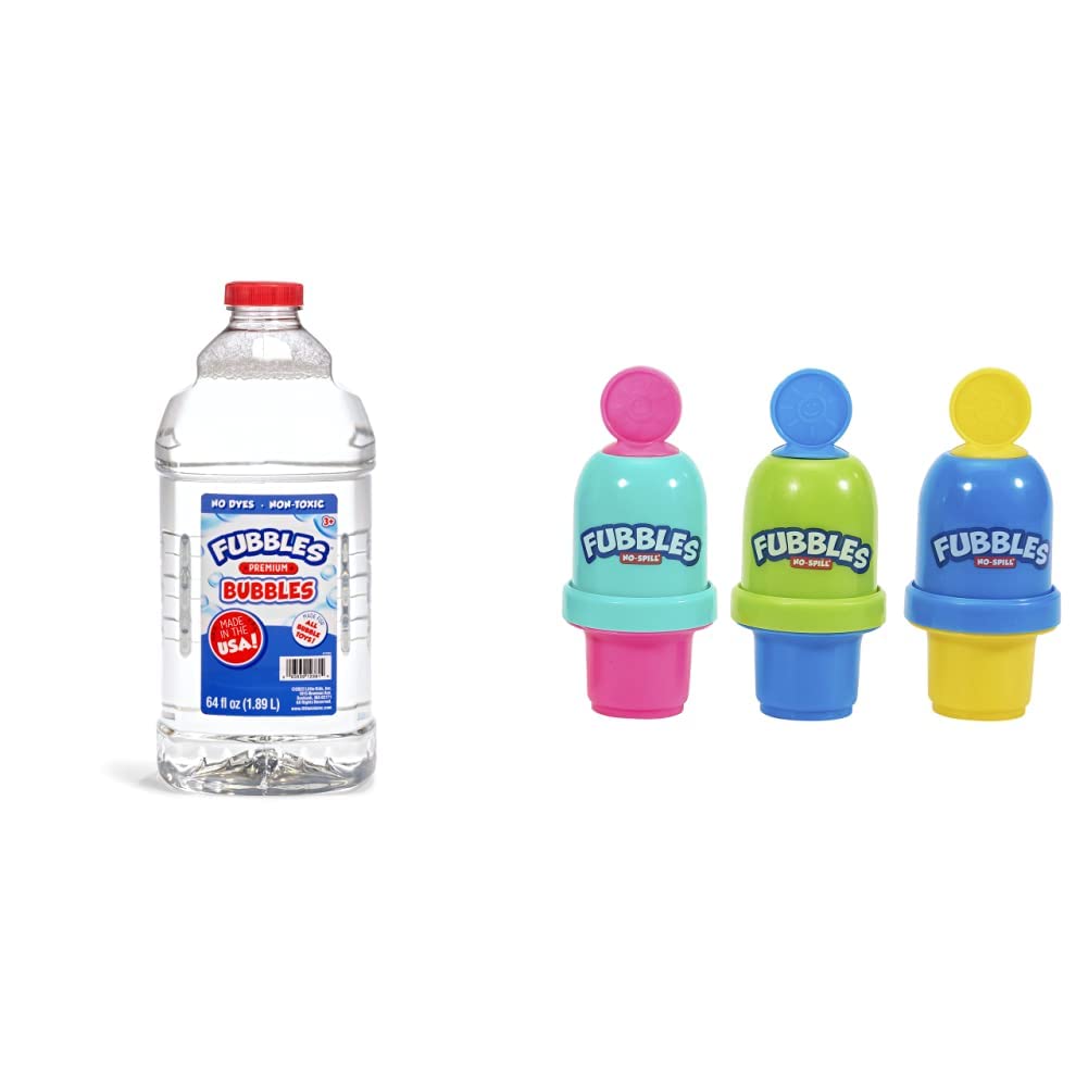 Fubbles No-Spill Bubble Tumbler for Toddlers & Kids - 4oz Bubble Solution with Wand Included - Fun Outdoor Bubble Blowing Toy for Backyard Play, Birthday Parties & Summer Activities (Colors May Vary)