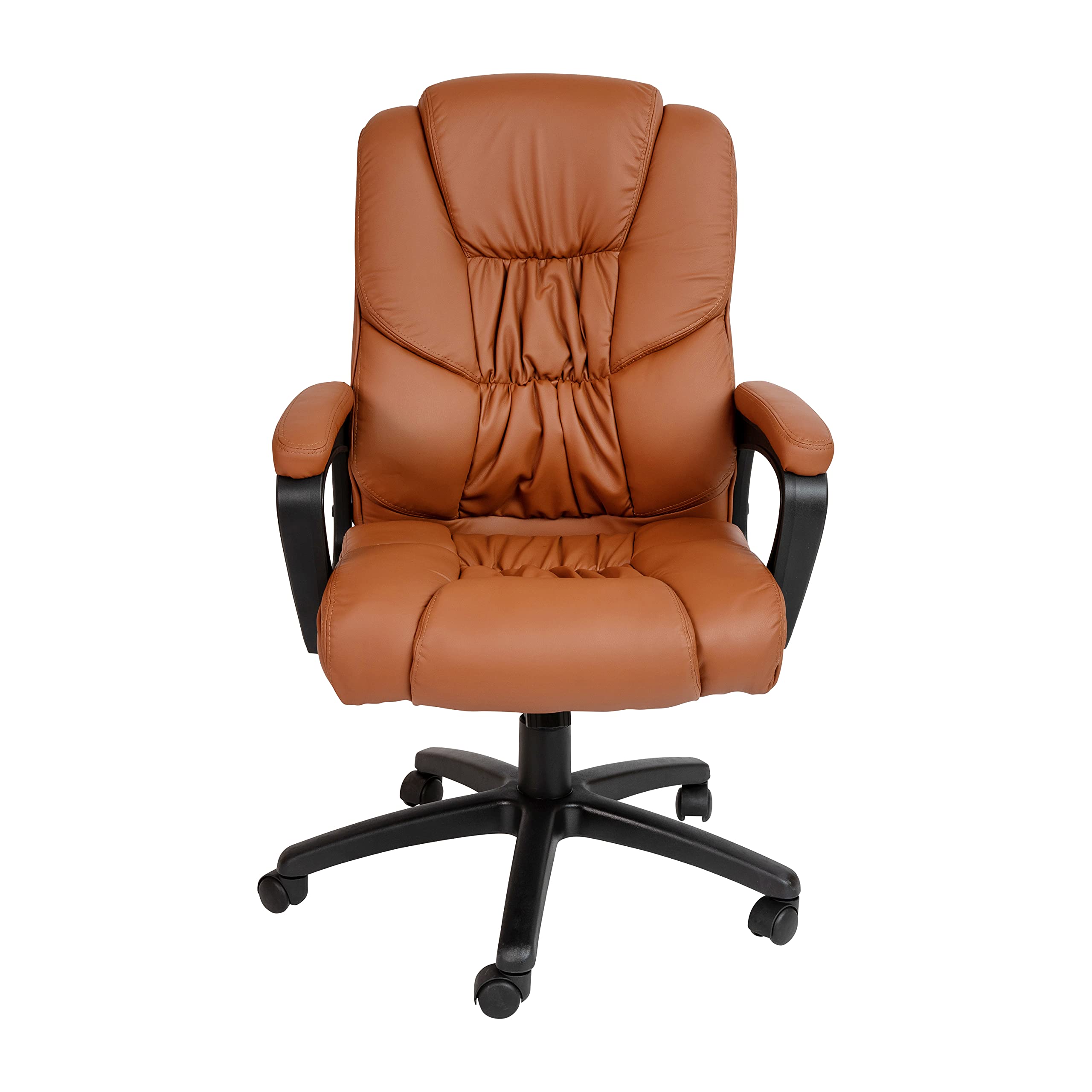 EMMA + OLIVER Big & Tall 400 lb. Rated Brown LeatherSoft Executive Office Chair - Heavy Duty Ergonomic Desk Chair for Home & Business Use