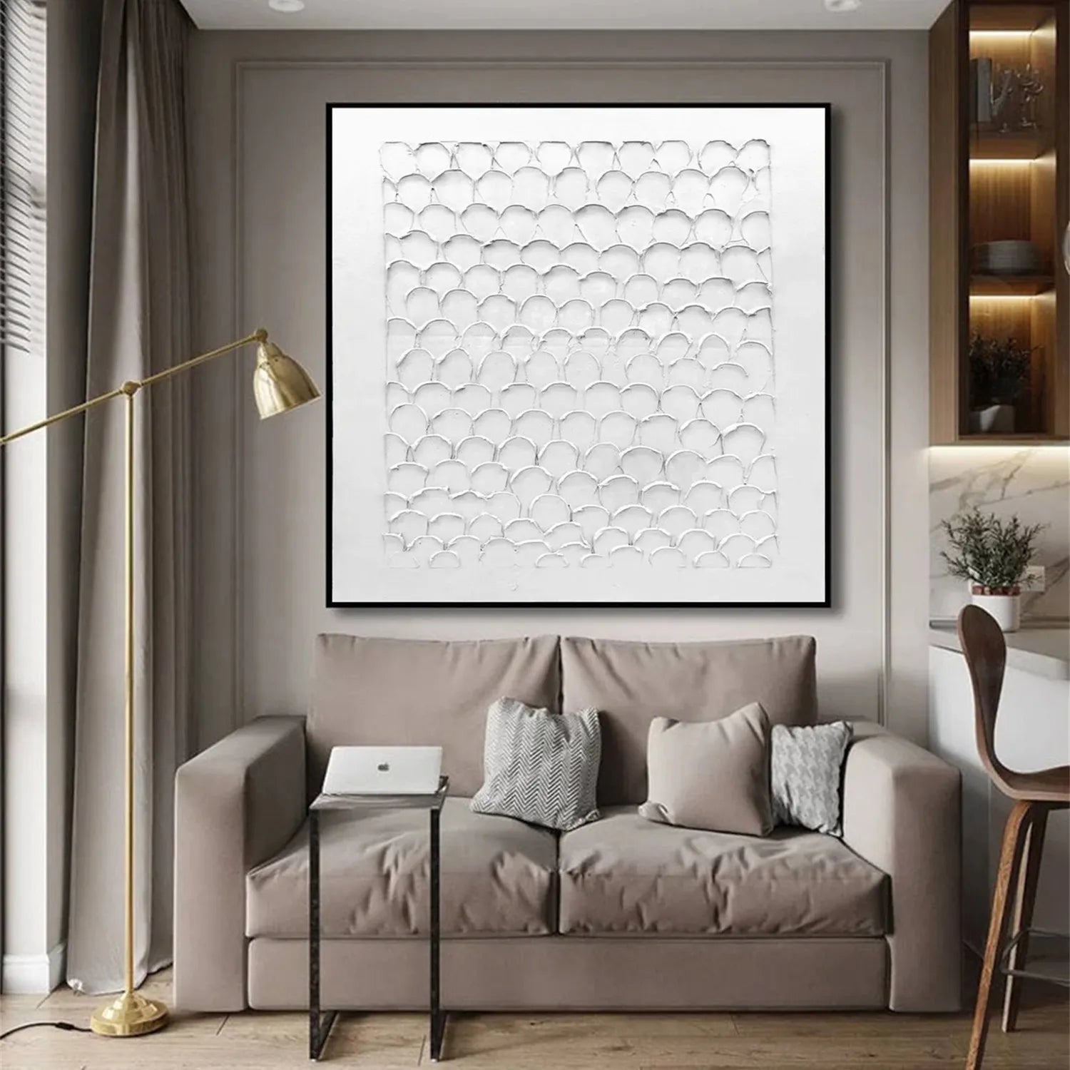 White Minimalist Textured Painting Canvas - Modern Abstract Wall Art for Home & Office Decor #MM275 | Perfect for Living Room, Bedroom & Studio Decorations