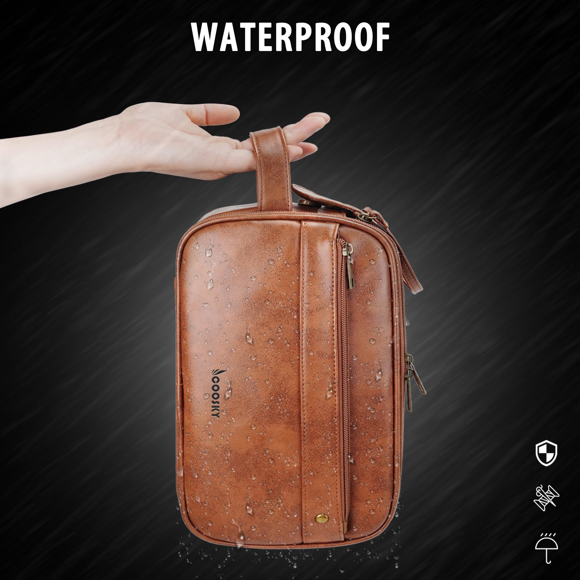 **Premium Travel Toiletry Bag for Men & Women – Large Hanging Organizer, Water-Resistant PU Leather Shaving & Makeup Case – Cruise Ship Essentials, Dopp Kit (Brown) – Perfect for Vacations, Business Trips & Gym Use**