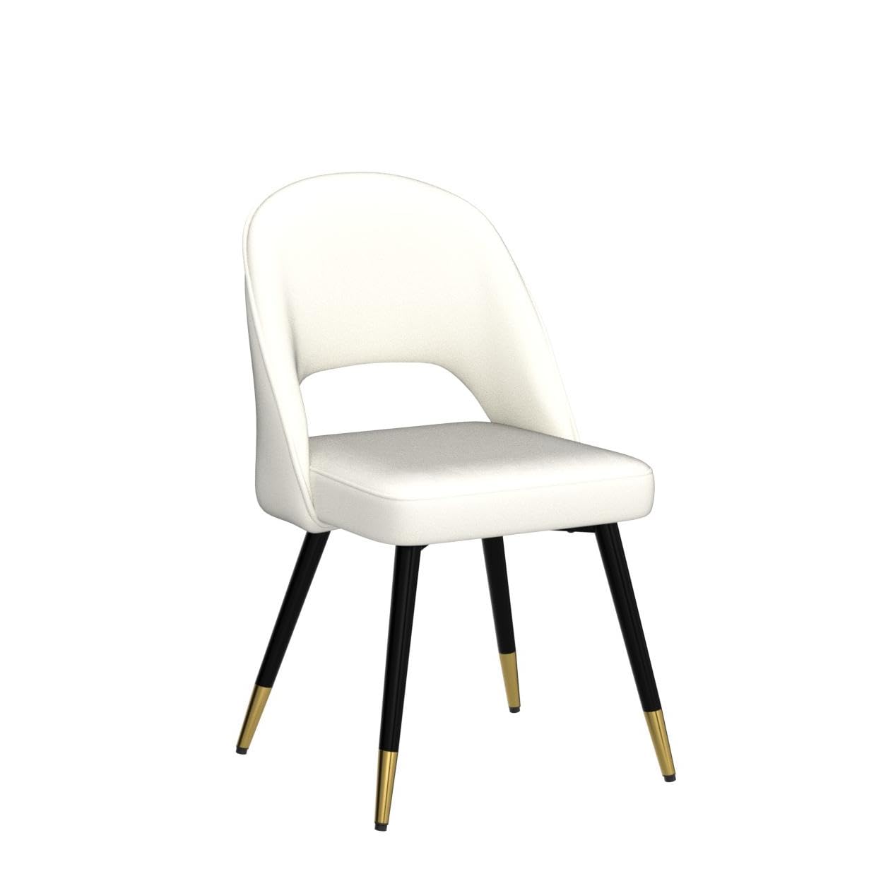 LukeAlon Classic Velvet Dining Chairs Set of 2 - Mid Century Modern Upholstered Armless Side Chairs with Open Back & Metal Legs for Kitchen, Dining Room - Beige Velvet Fabric - Perfect for Home Decor, Restaurant, and Cafe Seating