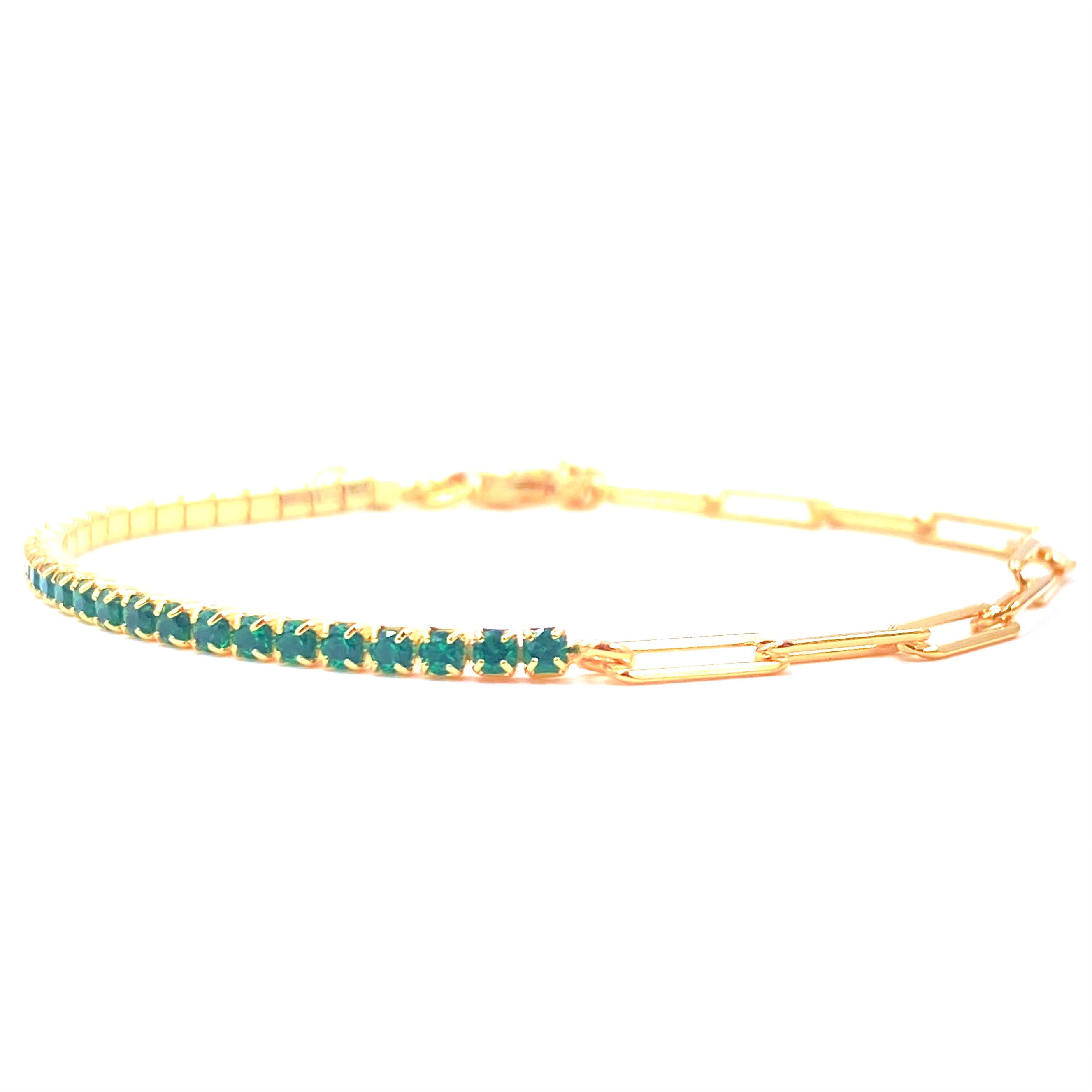 Ashley Gold Sterling Silver Gold Plated CZ Prong & Link Bracelet for Women - Elegant Cubic Zirconia Jewelry for Parties, Weddings & Special Occasions