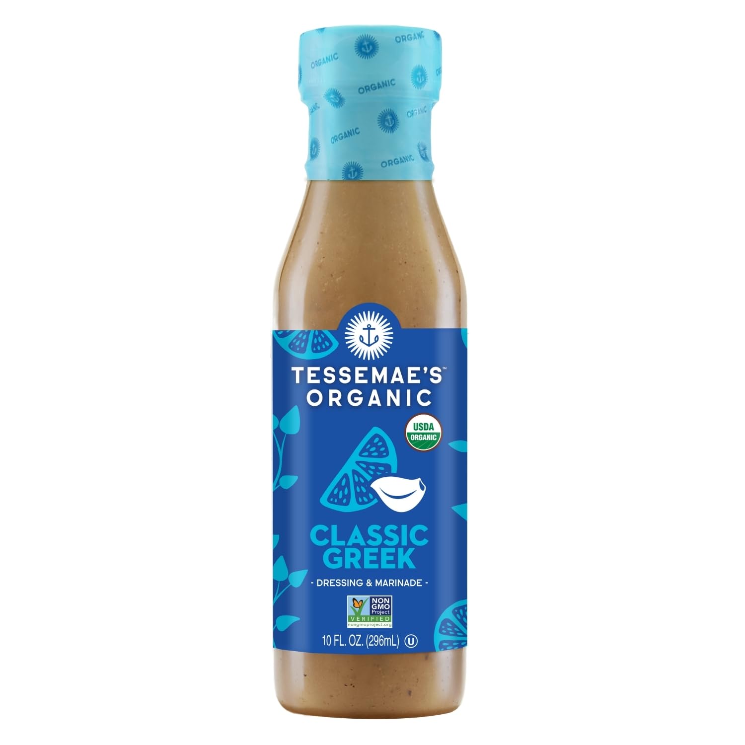 Tessemae's All Natural Organic Greek Salad Dressing - Classic Greek Flavor, Dairy Free, Vegan Friendly (1 Pack) - Perfect for Salads, Wraps, Marinades & Healthy Meal Prep