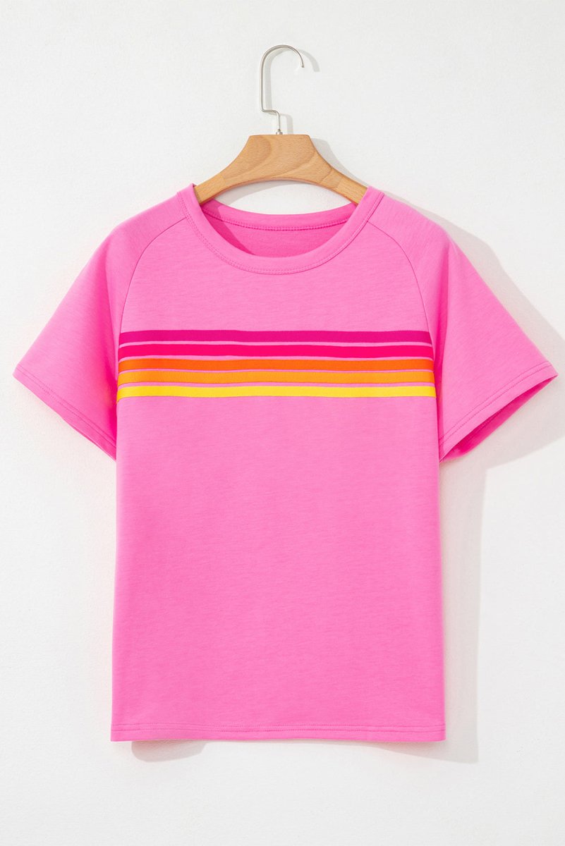 Women's Casual Striped Patch Front Tee - Trendy & Comfortable Cotton Shirt for Everyday Wear | Perfect for Outings, Work & Relaxation