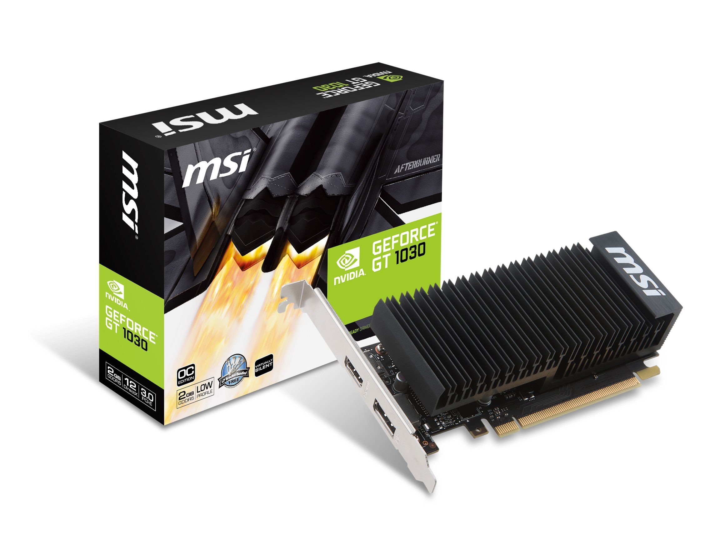 MSI GT 1030 2GB GDDR5 Low Profile OC Graphics Card (Renewed) - Budget Gaming, Home Theater PC, and Office Computer Upgrade